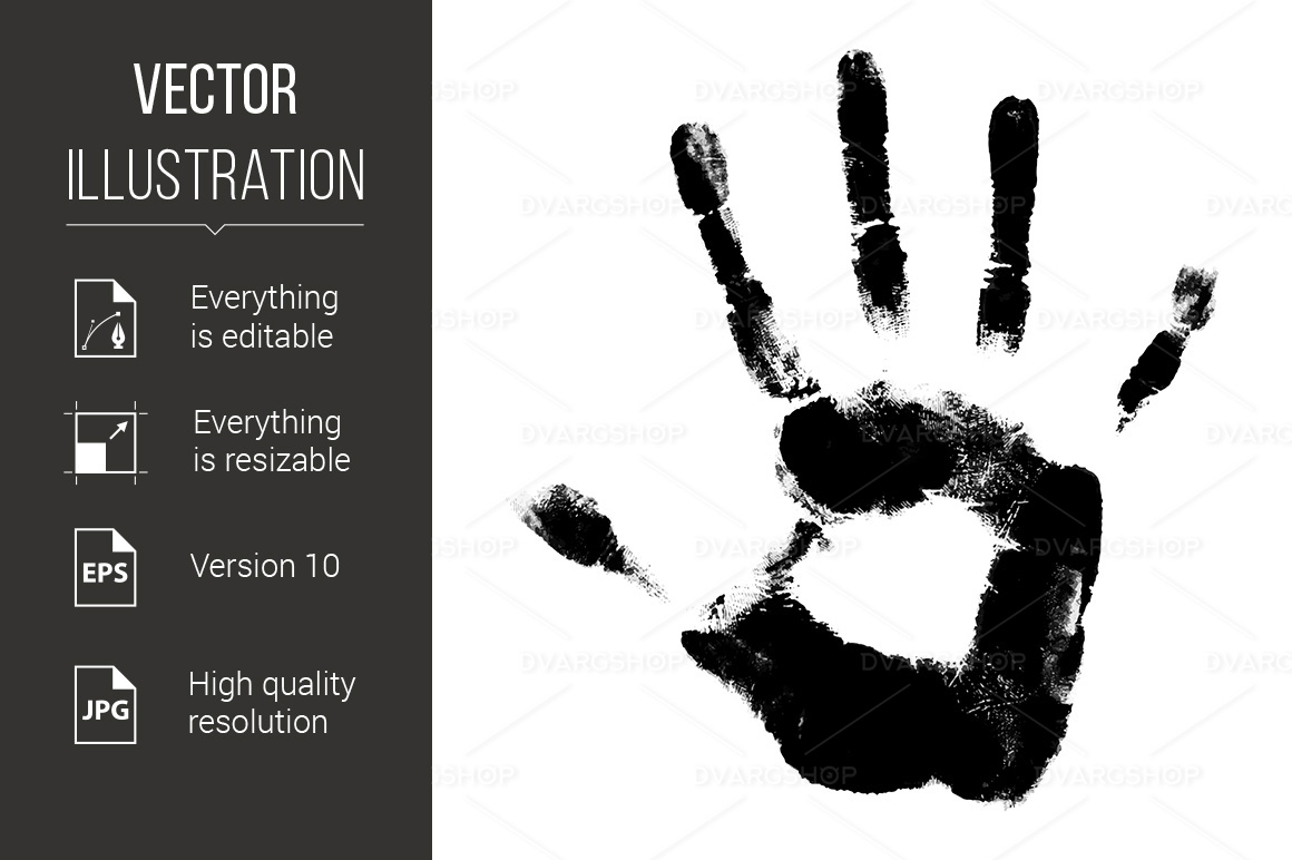 Human Hand Print - Vector Image