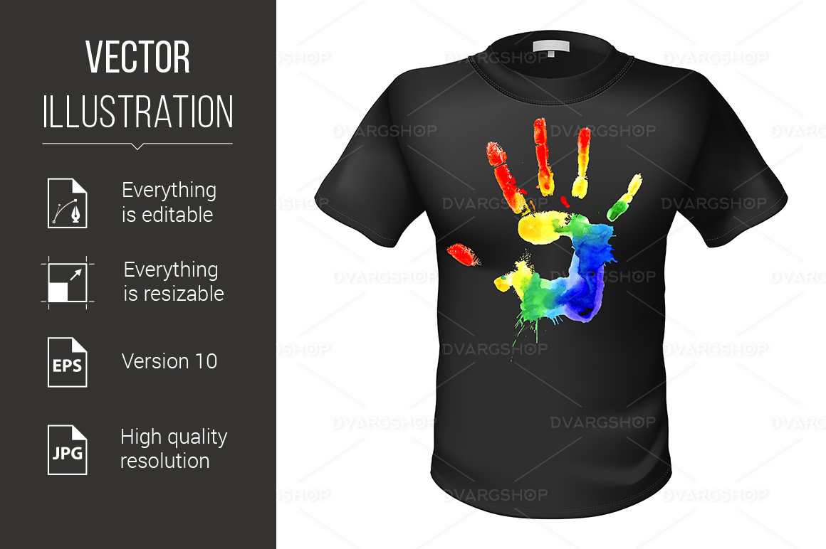 Fashionable Black T-shirt with a Sign - Vector Image