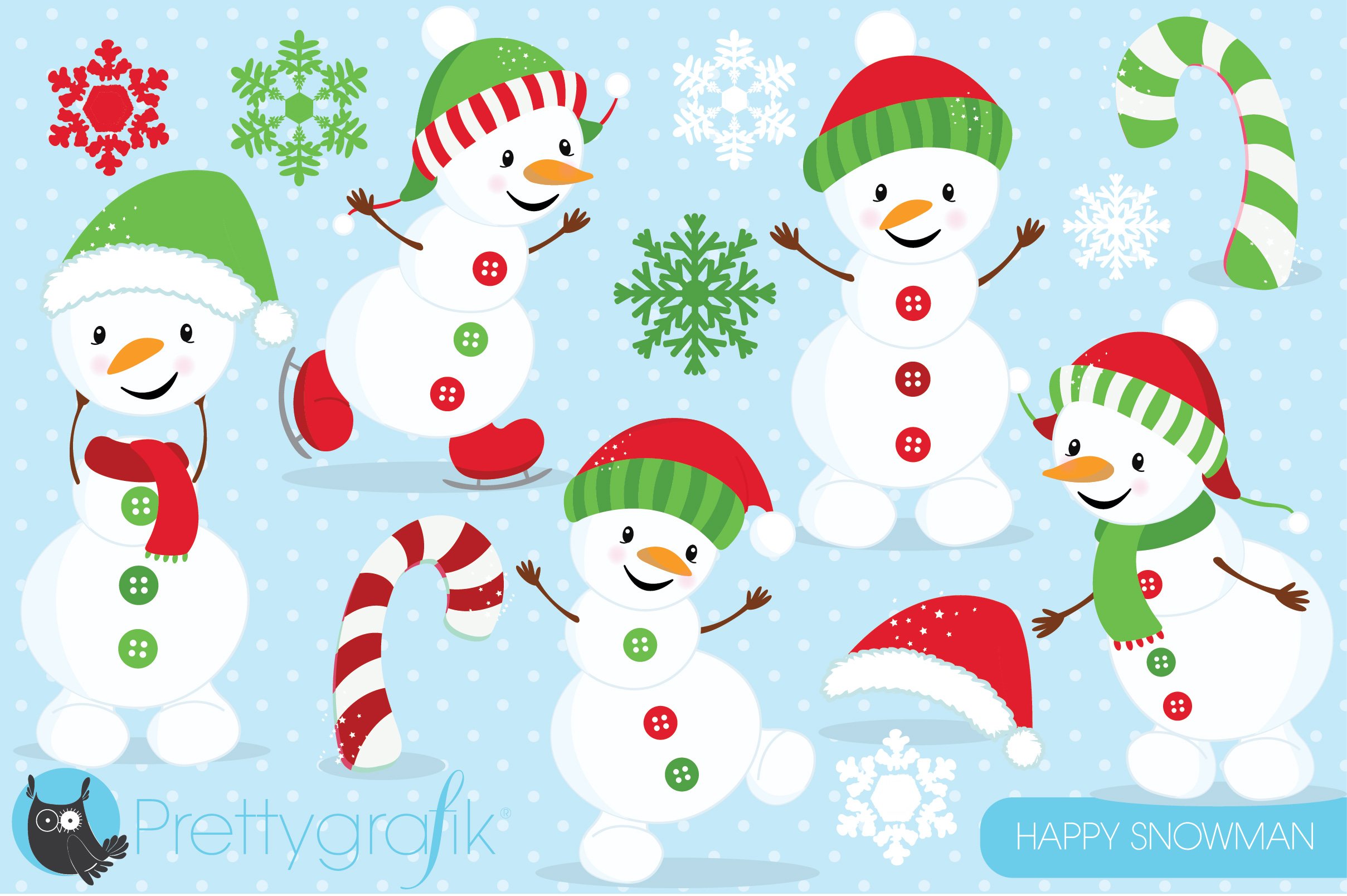 Happy Snowman Clipart Commercial - Vector Image