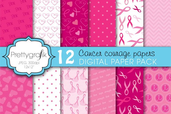 Cancer Ribbon Digital Paper - Vector Image