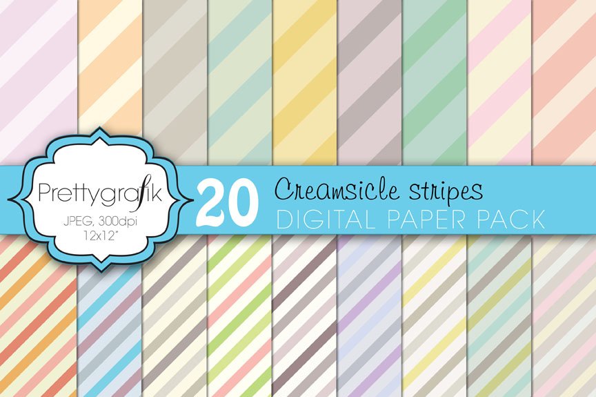 Pastel Stripes Digital Paper - Vector Image