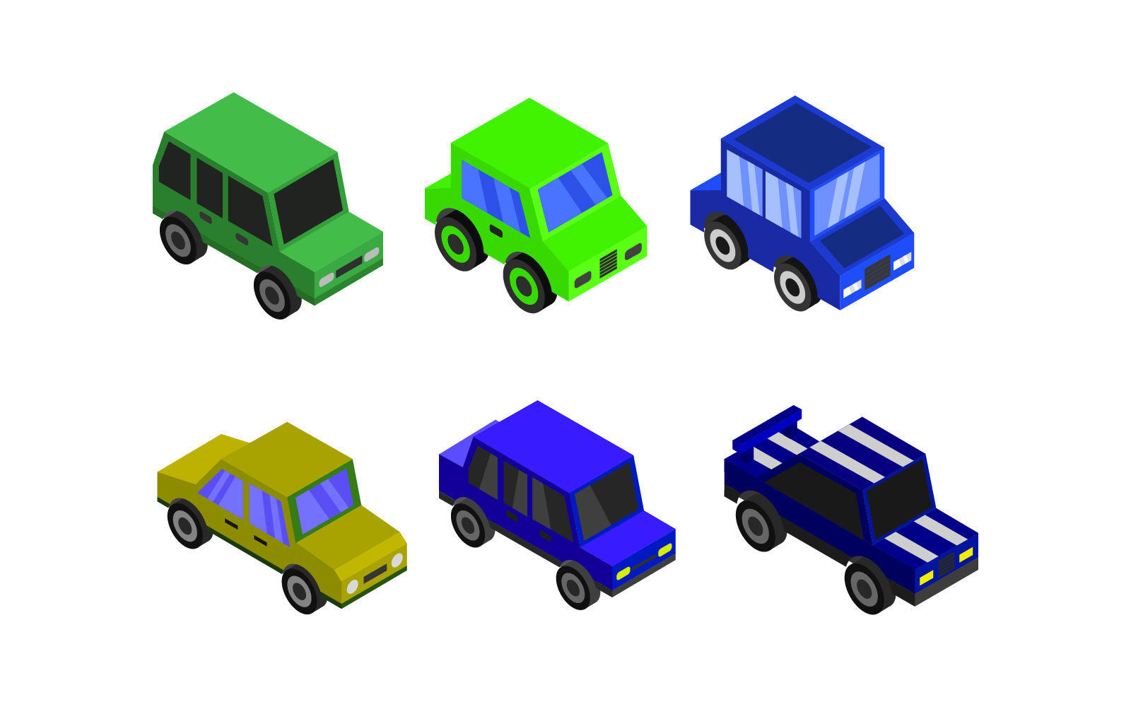Set Of Isometric Cars - Vector Image