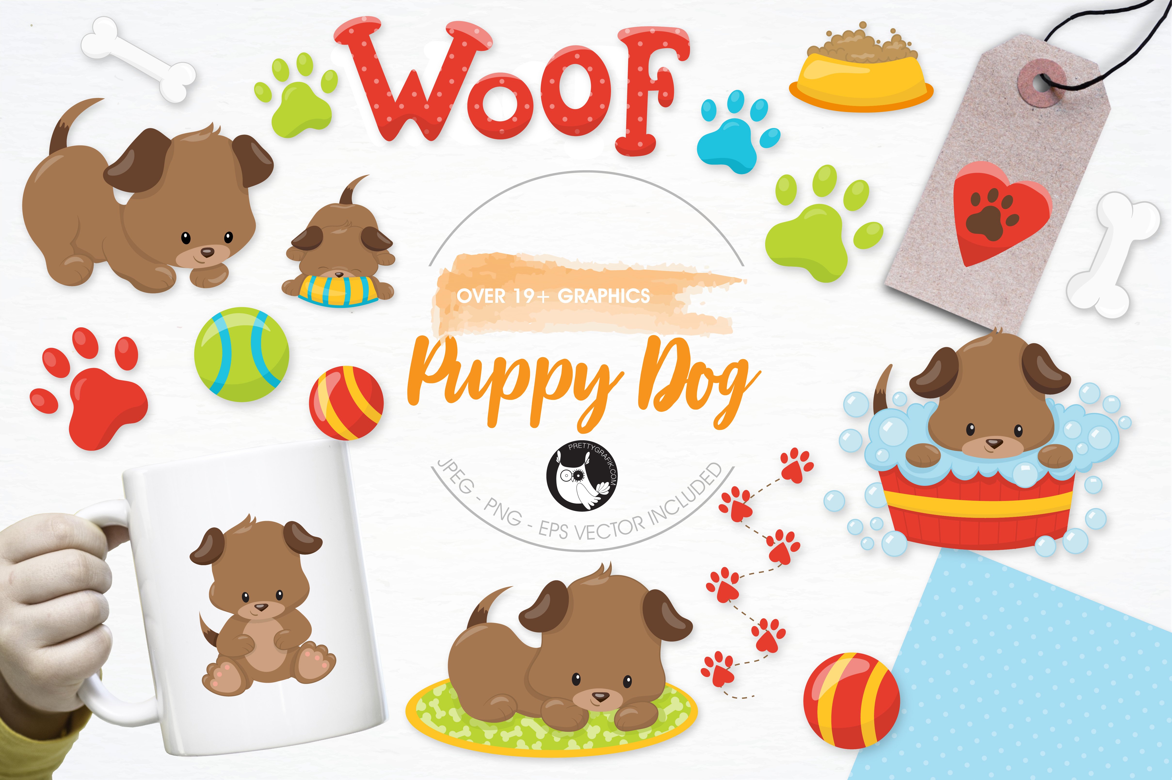 Puppy Dog Illustration Pack - Vector Image