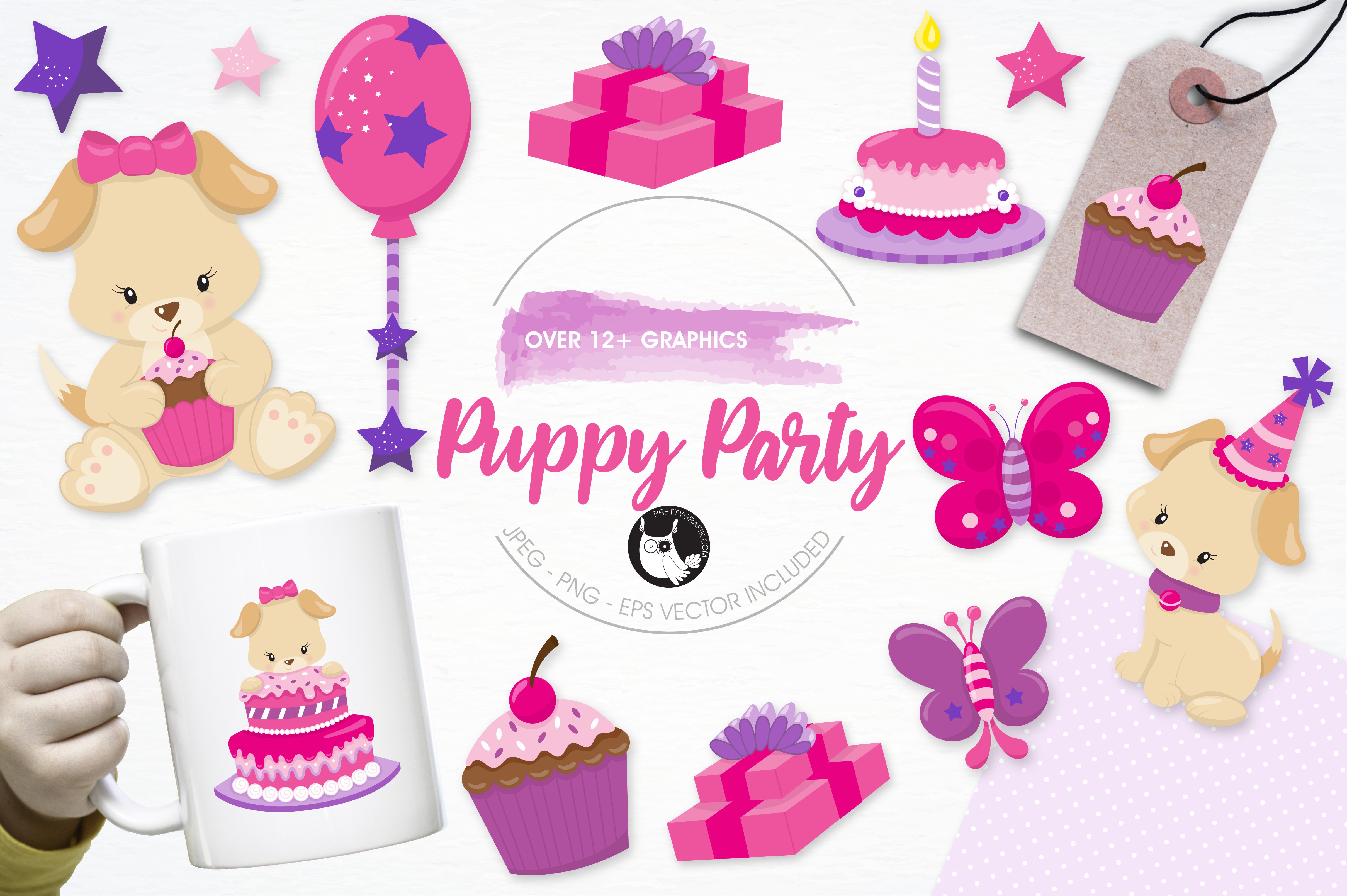 Puppy Party llustration Pack - Vector Image