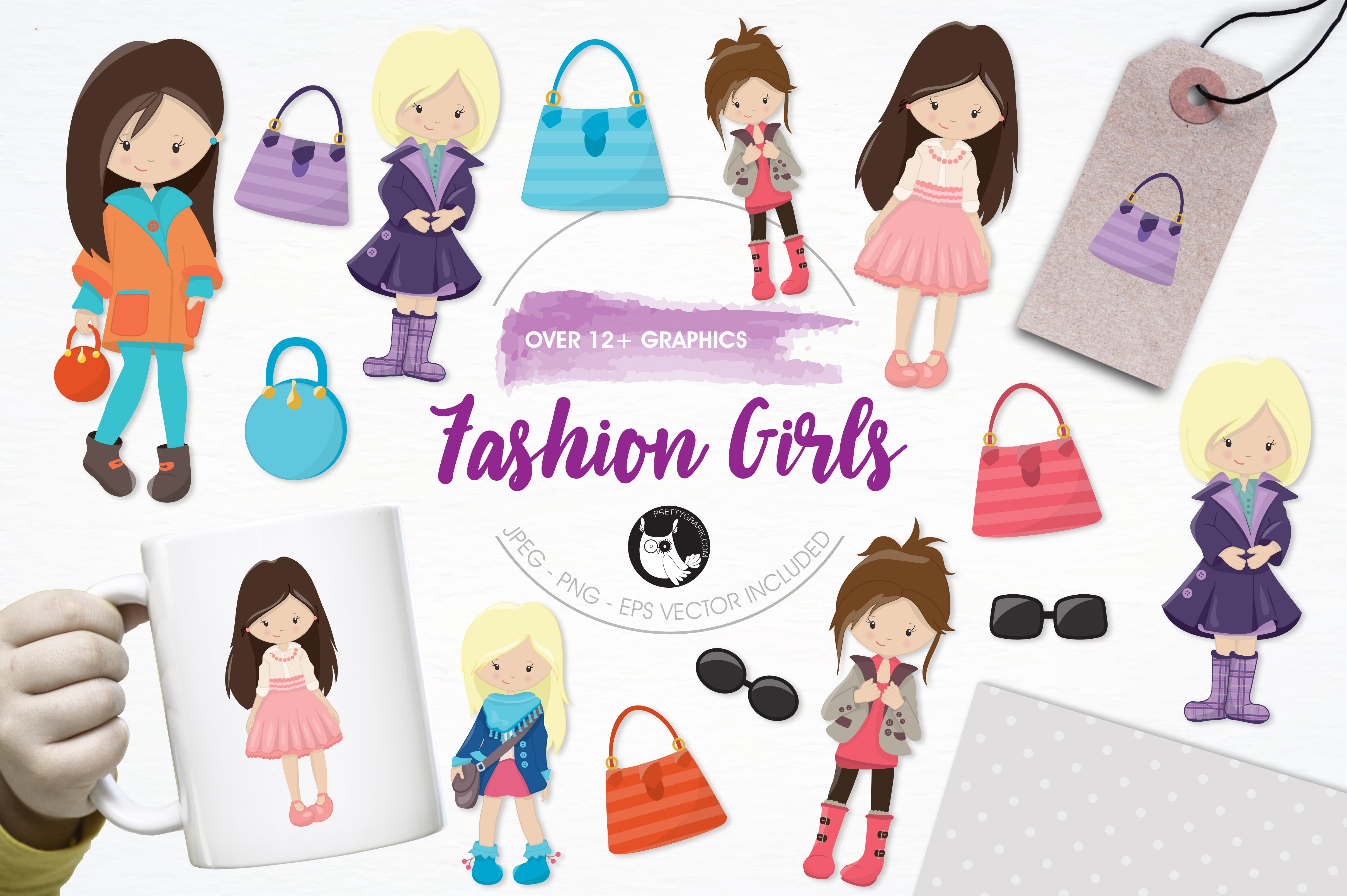 Fashion Girls Illustration Pack - Vector Image