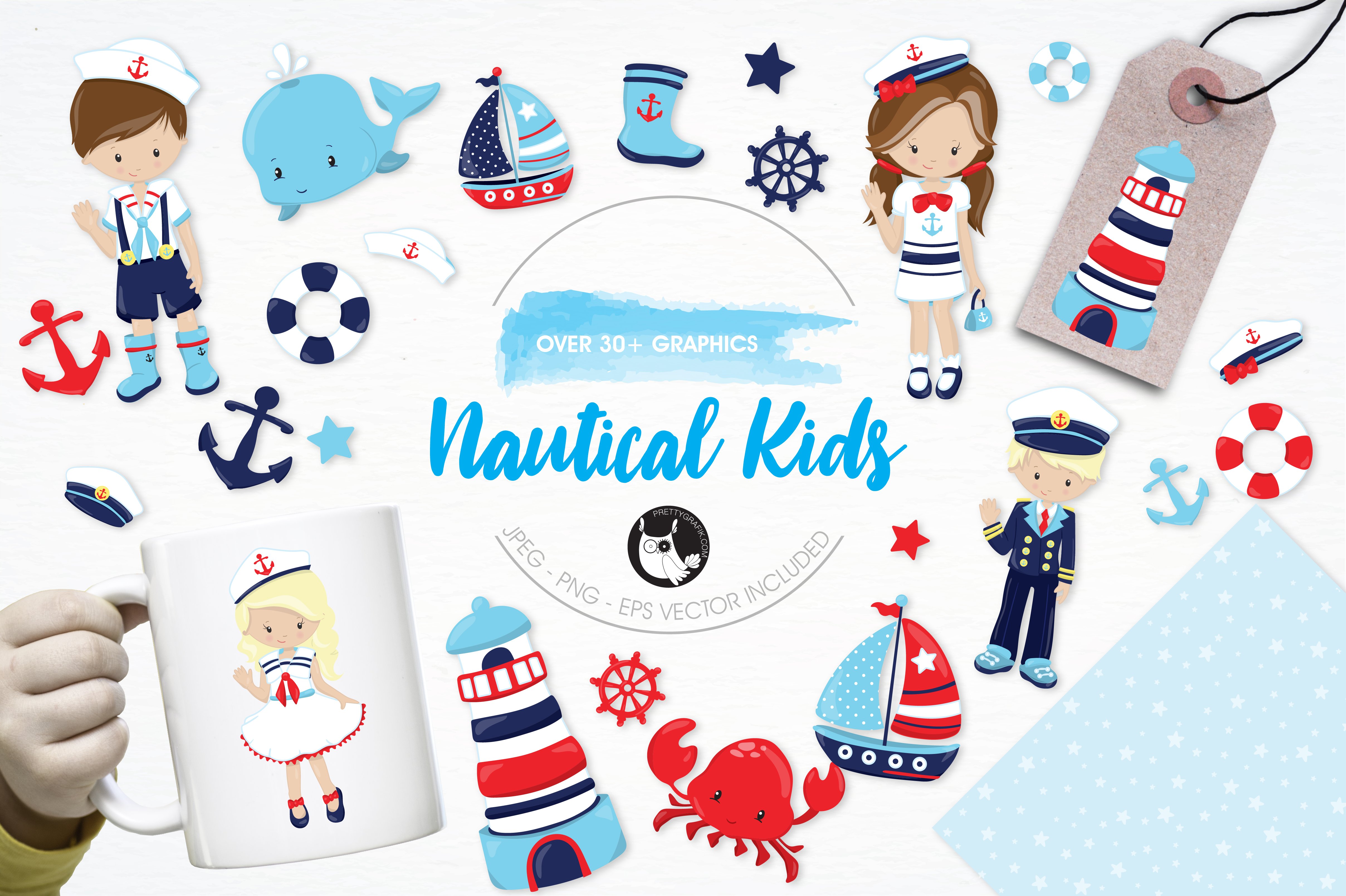 Nautical Kids Illustration Pack - Vector Image