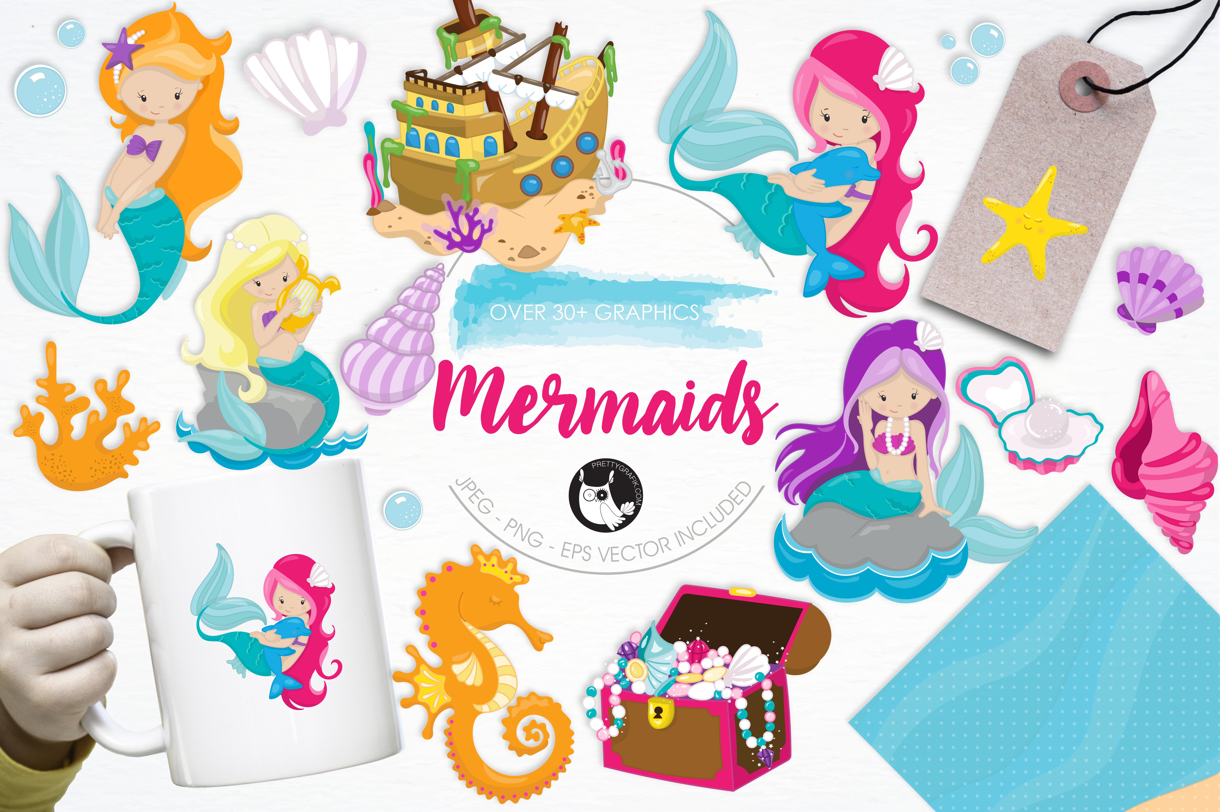 Mermaid Illustration Pack - Vector Image