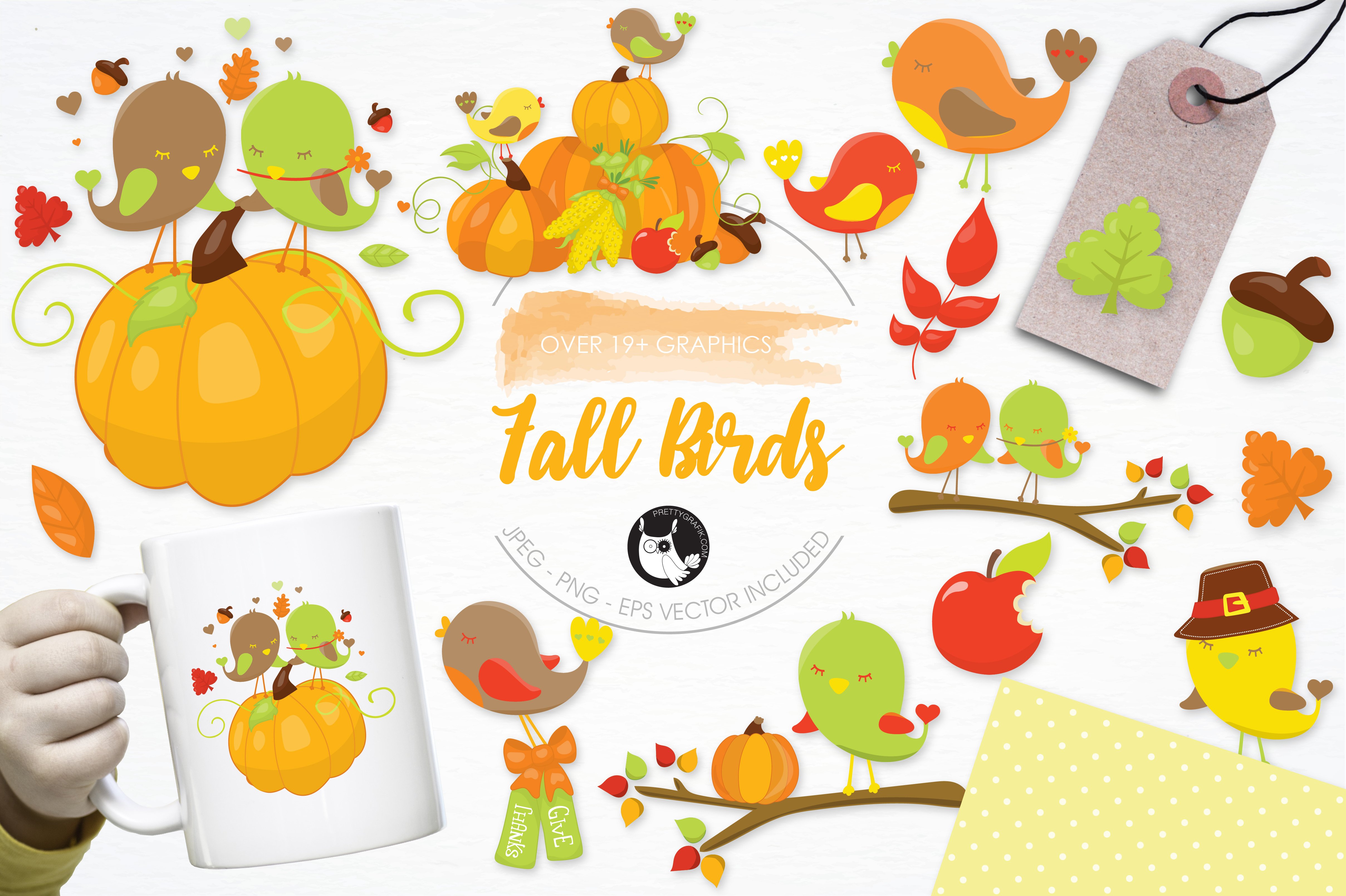 Fall Birds Illustration Pack - Vector Image