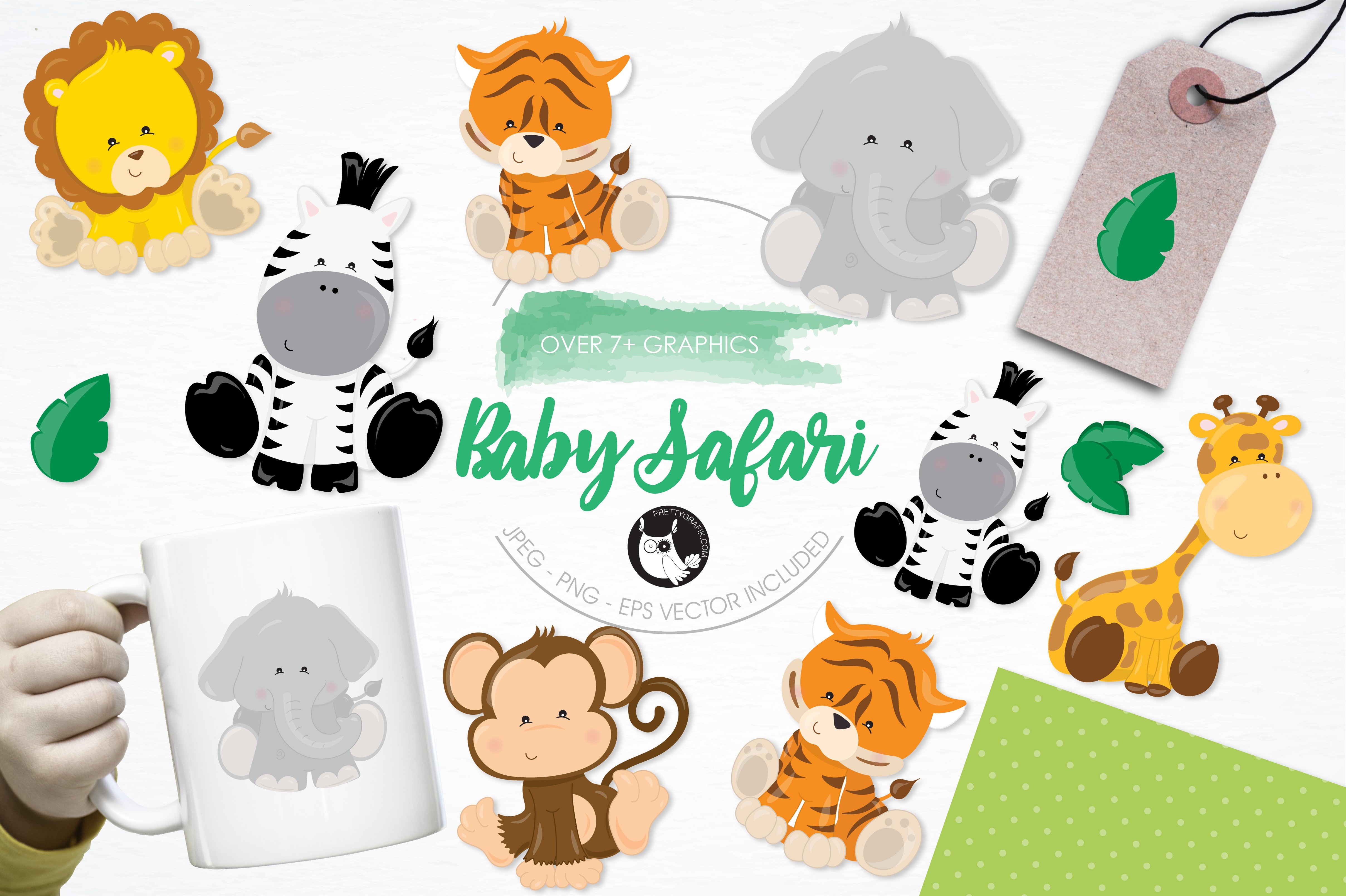 Baby Safari Animals Clipart - Vector Image