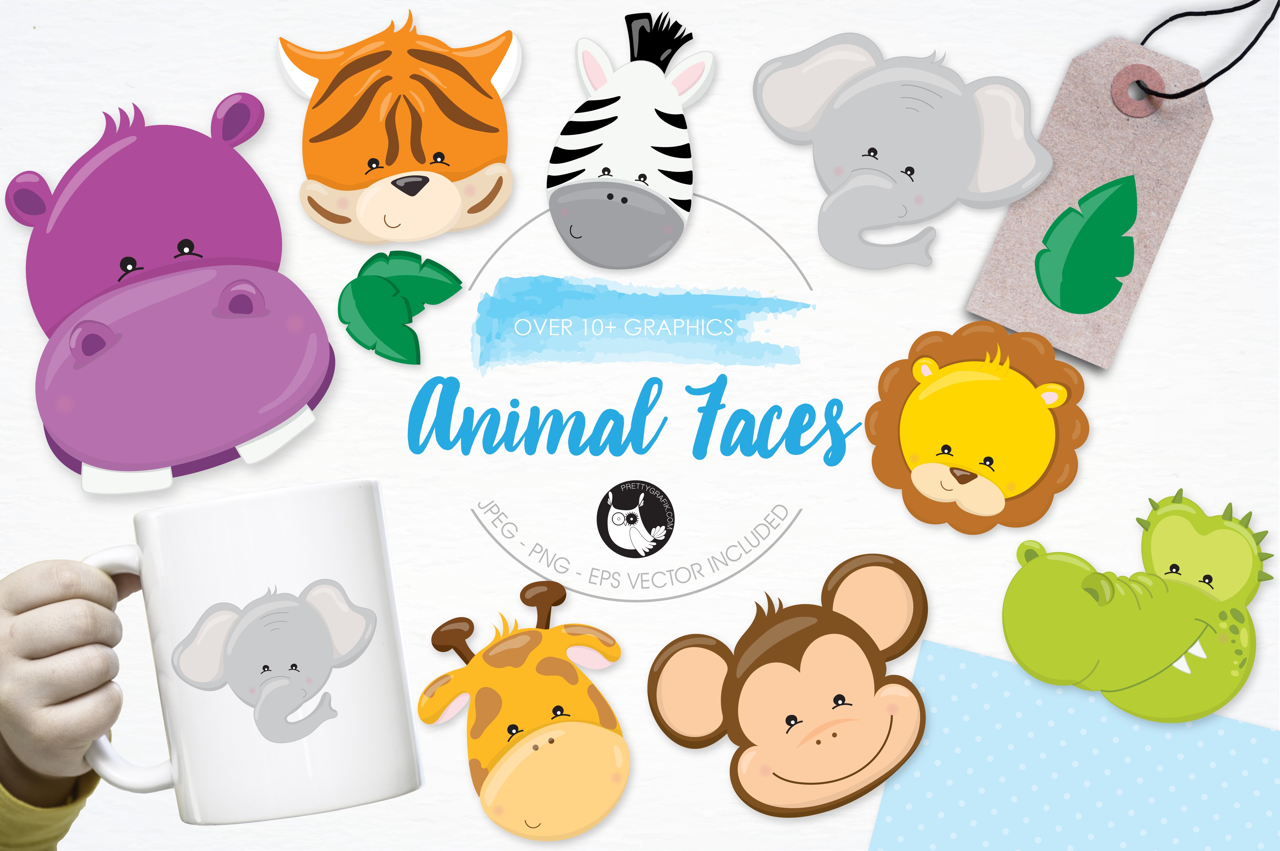 Animal Faces Illustration Pack - Vector Image