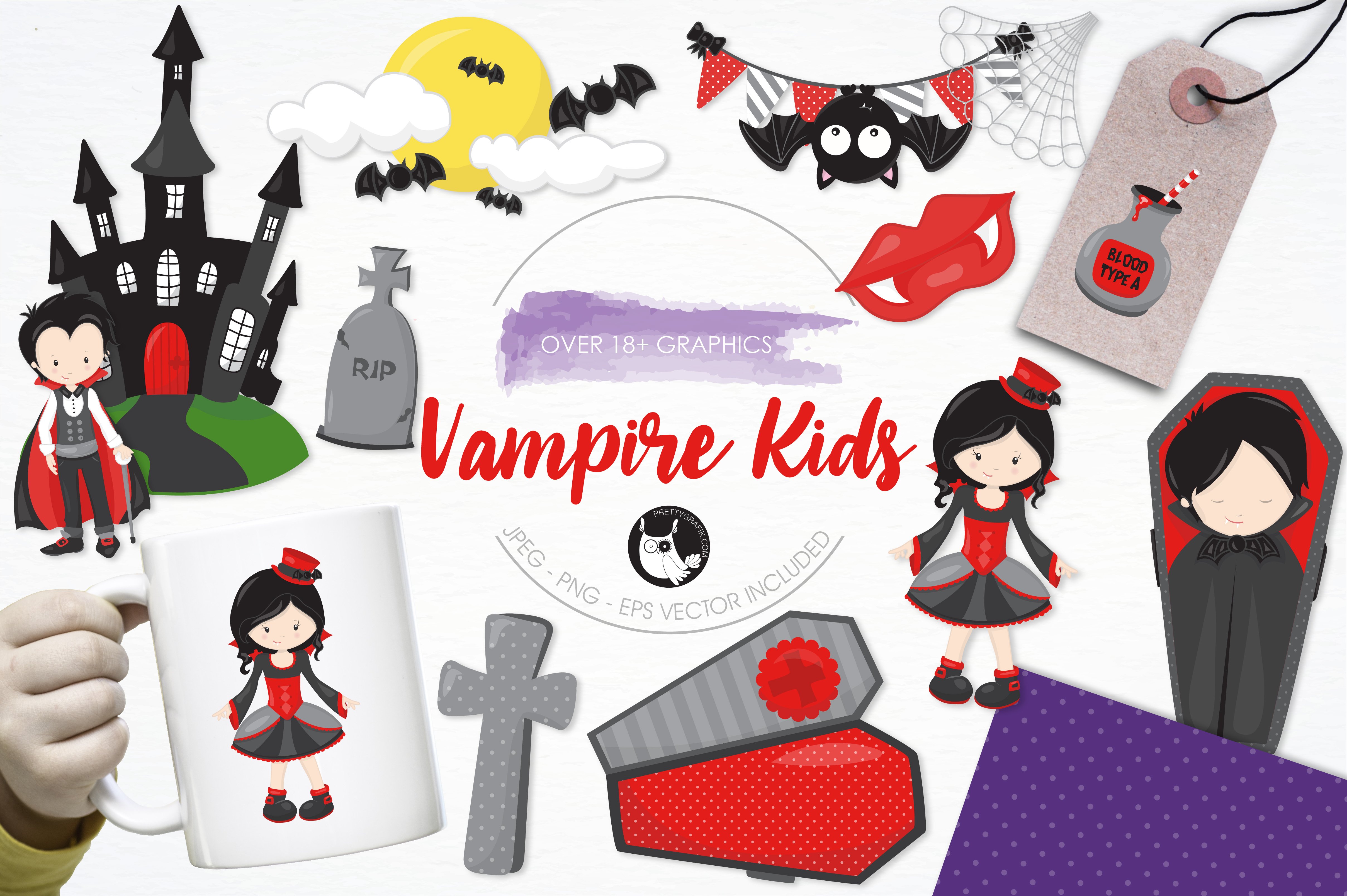 Vampire Kids Illustration Pack - Vector Image
