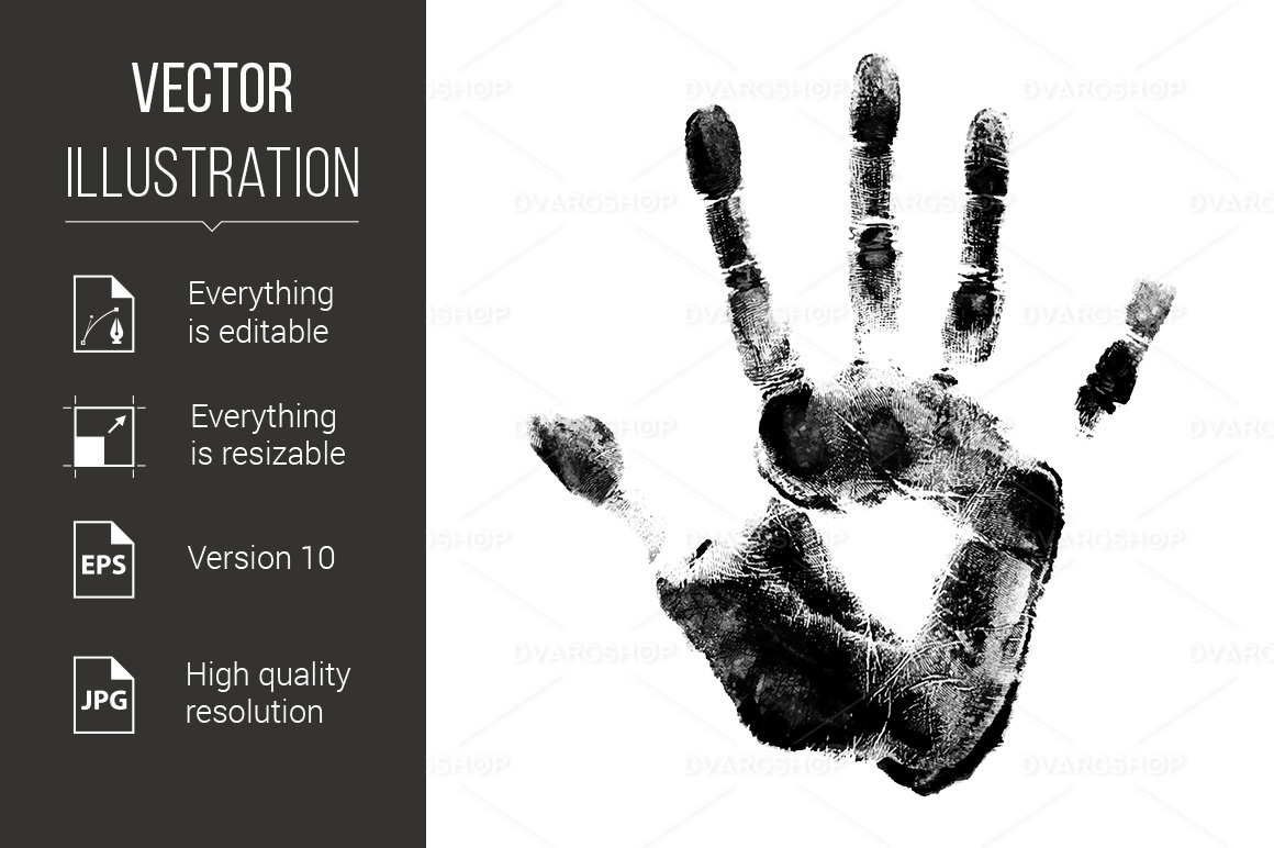 Human Hand Print - Vector Image