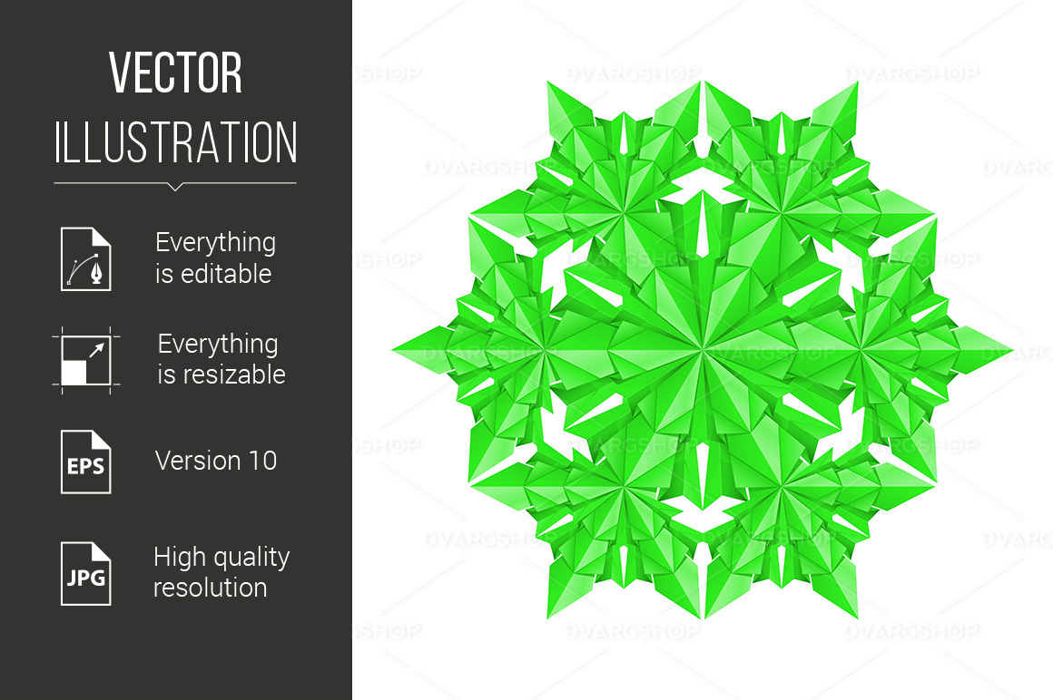 Green paper snowflake - Vector Image