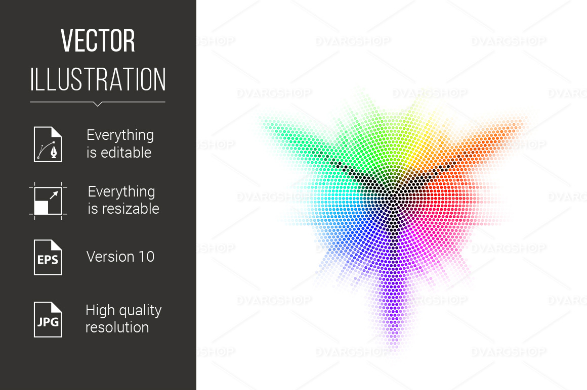 Different Colored Mosaic with Three Rays - Vector Image