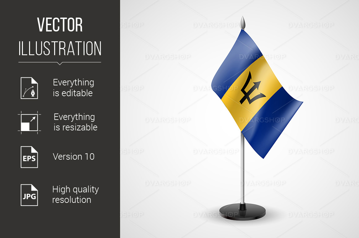 State Table Flag of Barbados - Vector Image