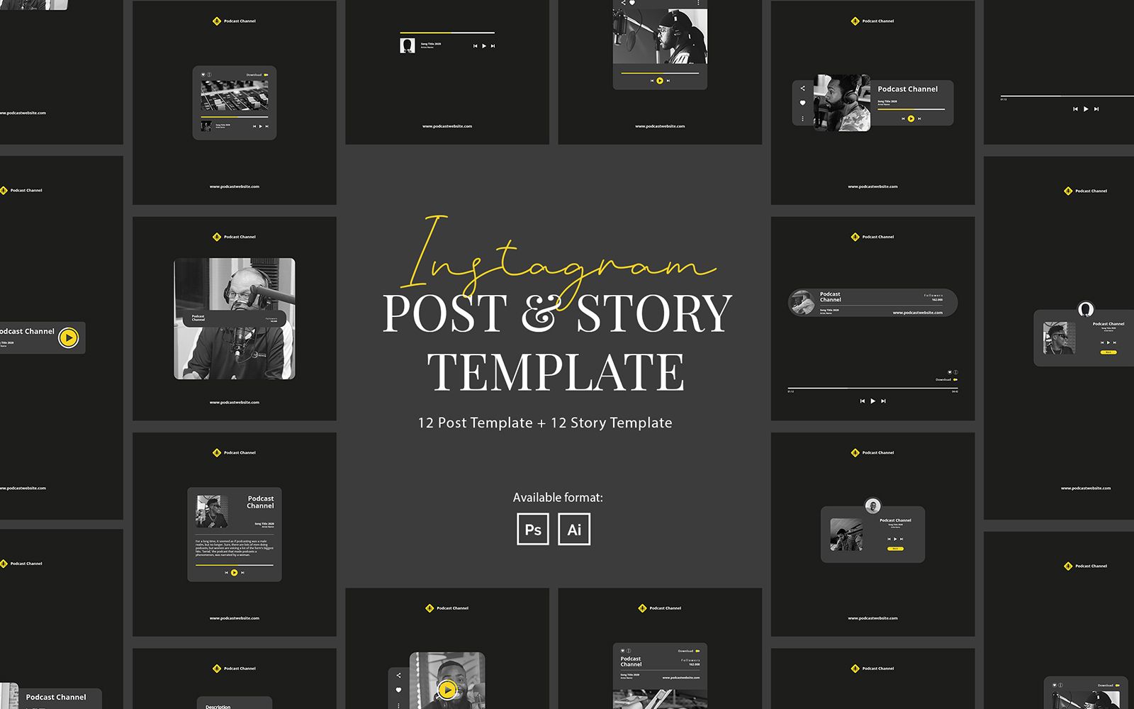 Podcast Instagram Post and Story Template for Social Media