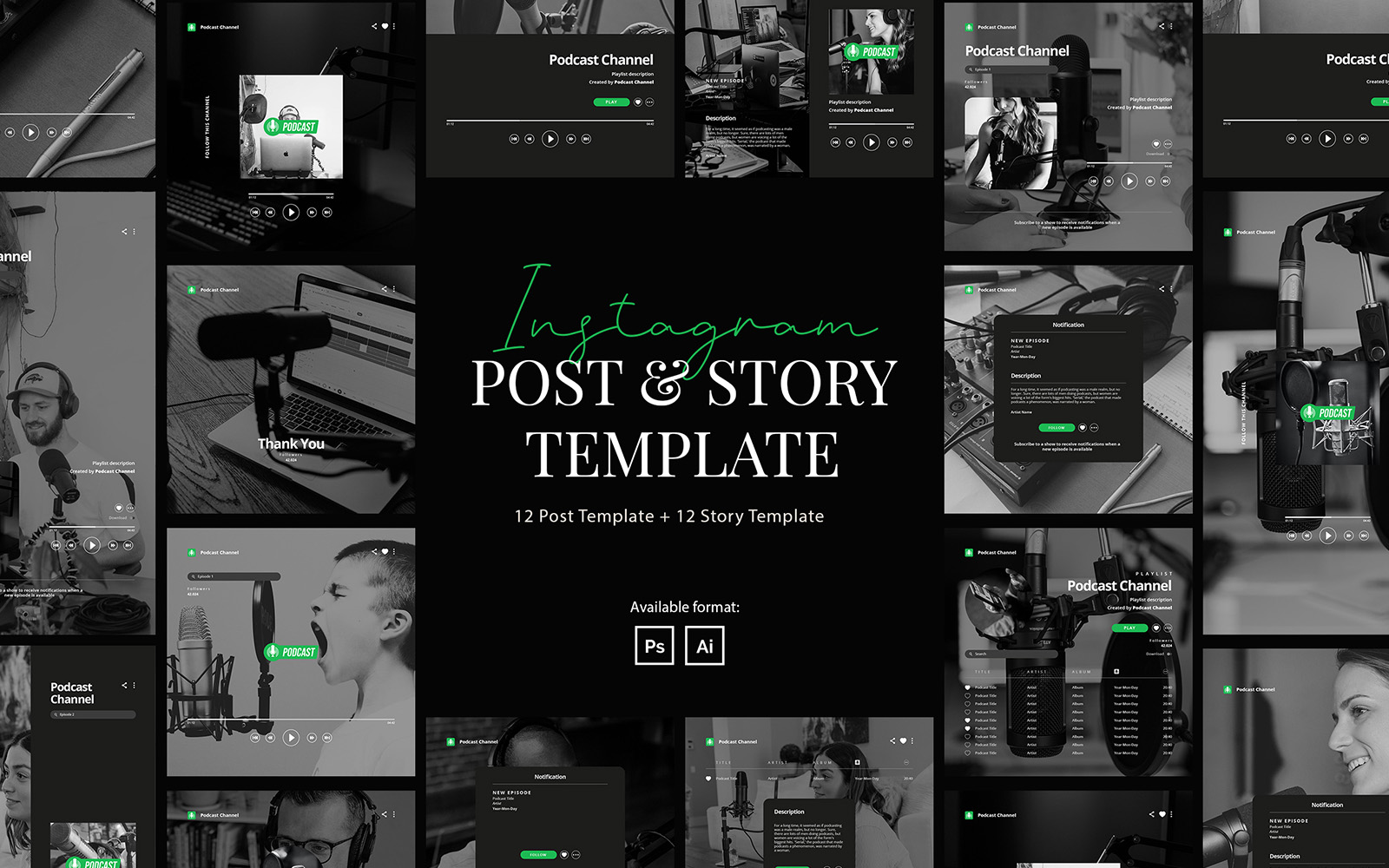 Podcast Instagram Post and Story Template for Social Media