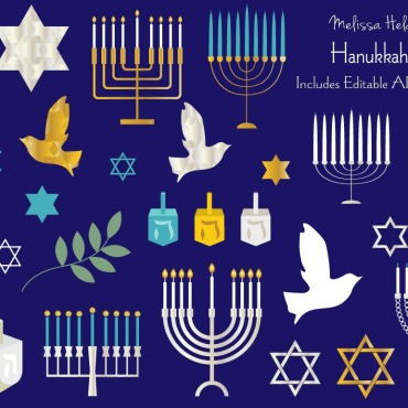 Chanukah Jewish Illustrations Templates 119786