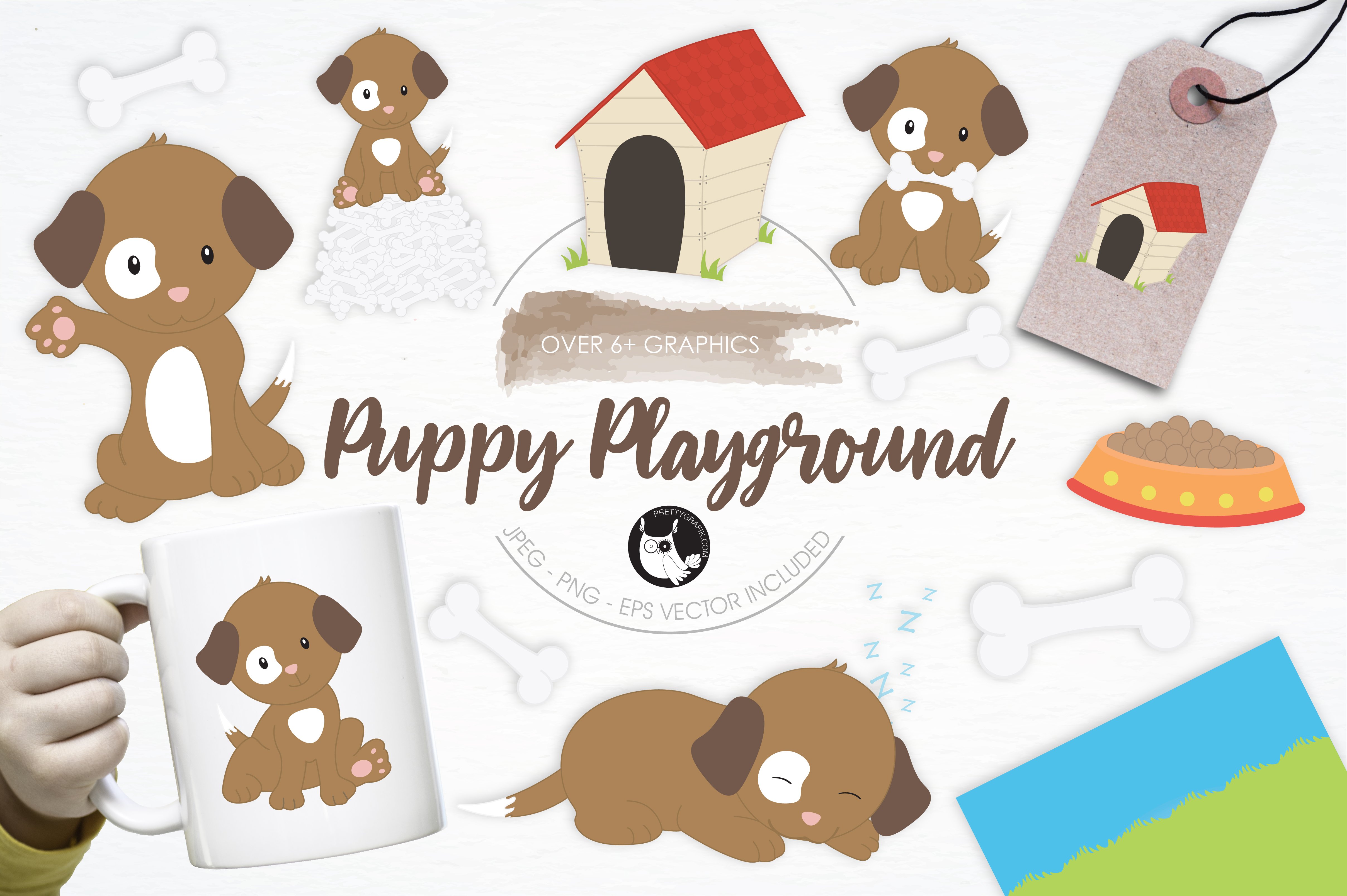 Puppy Playground illustration pack - Vector Image