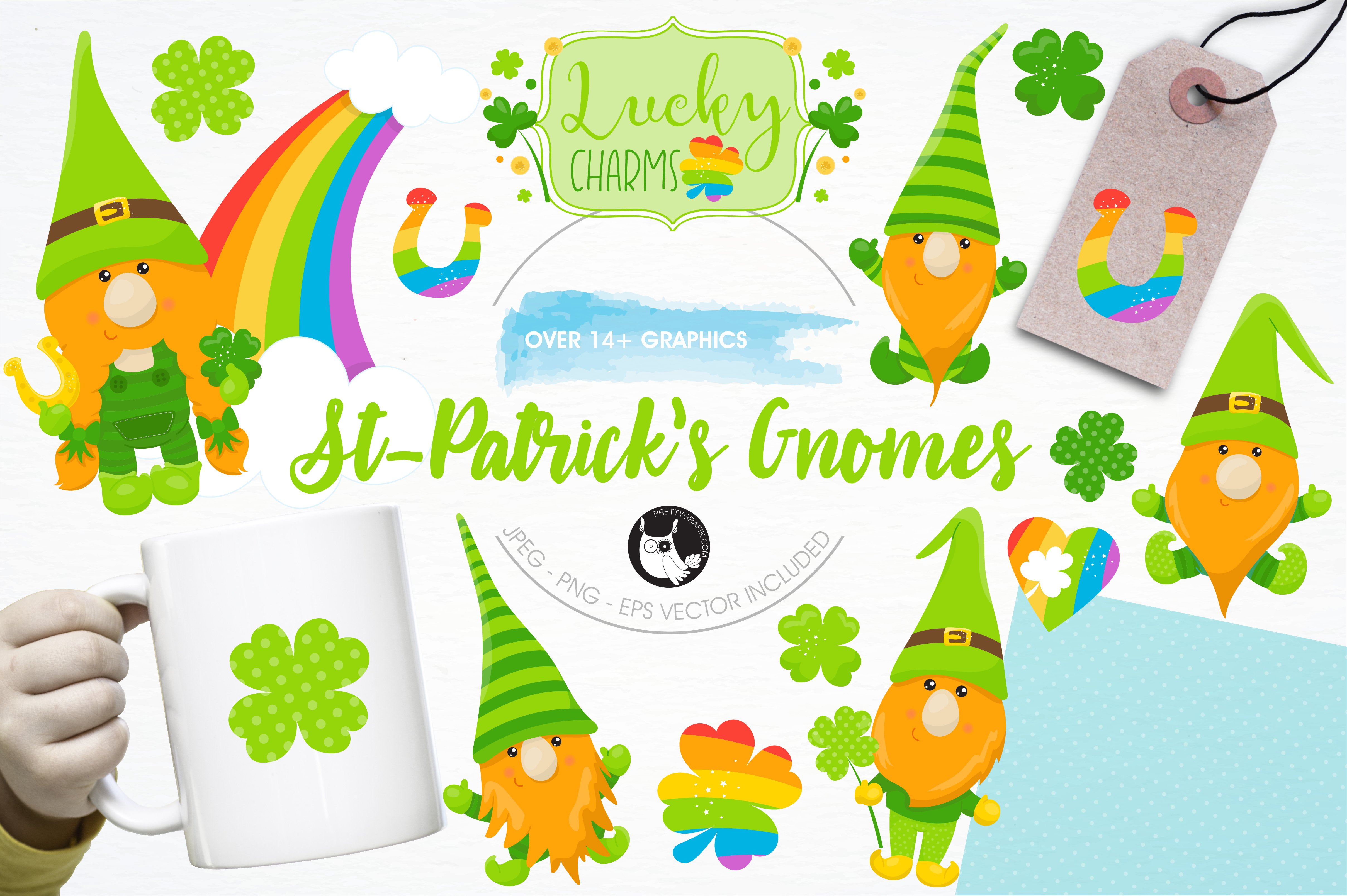 St-Patrick's gnome illustration pack - Vector Image