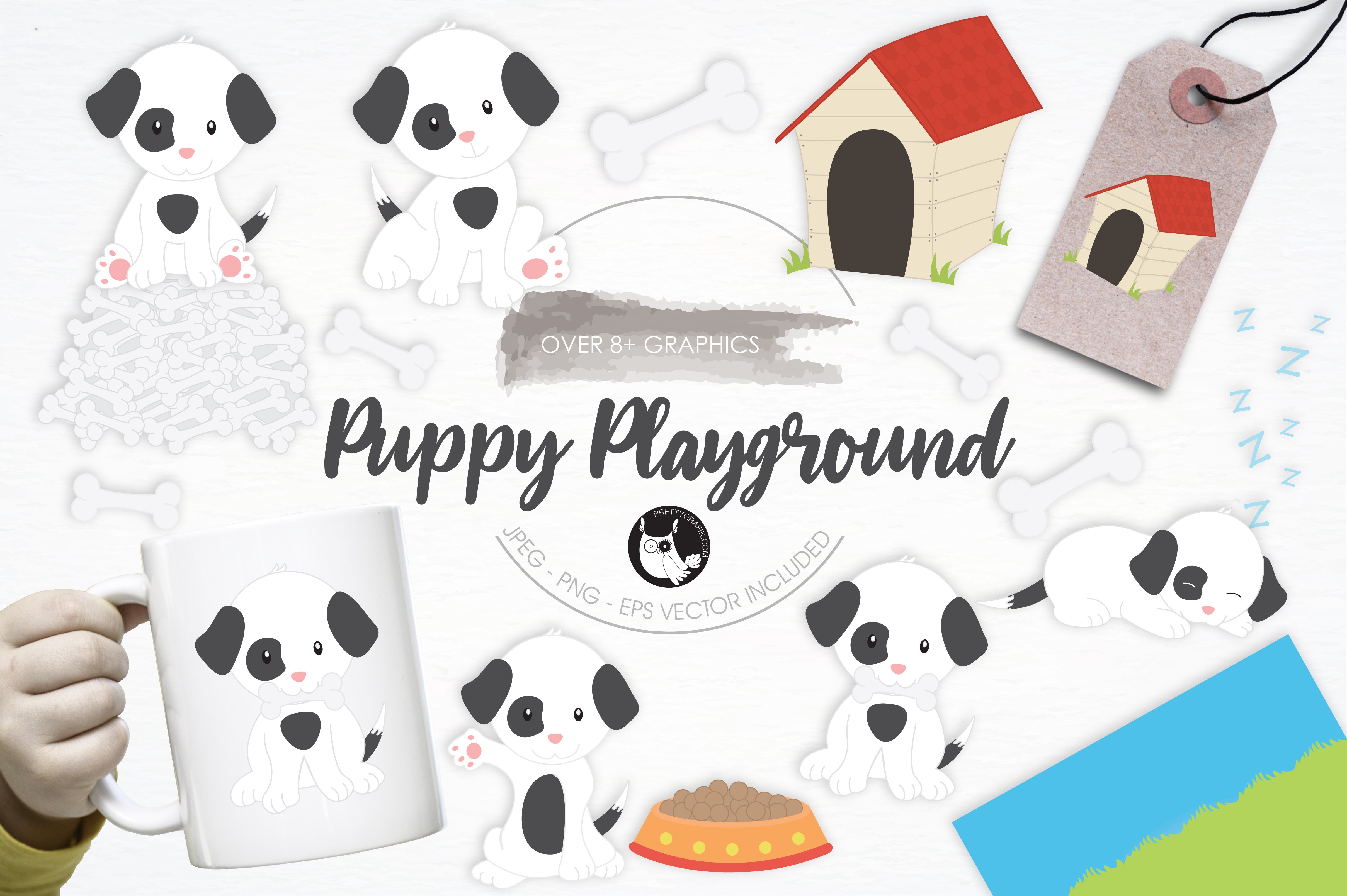 Puppy Playground illustration pack - Vector Image