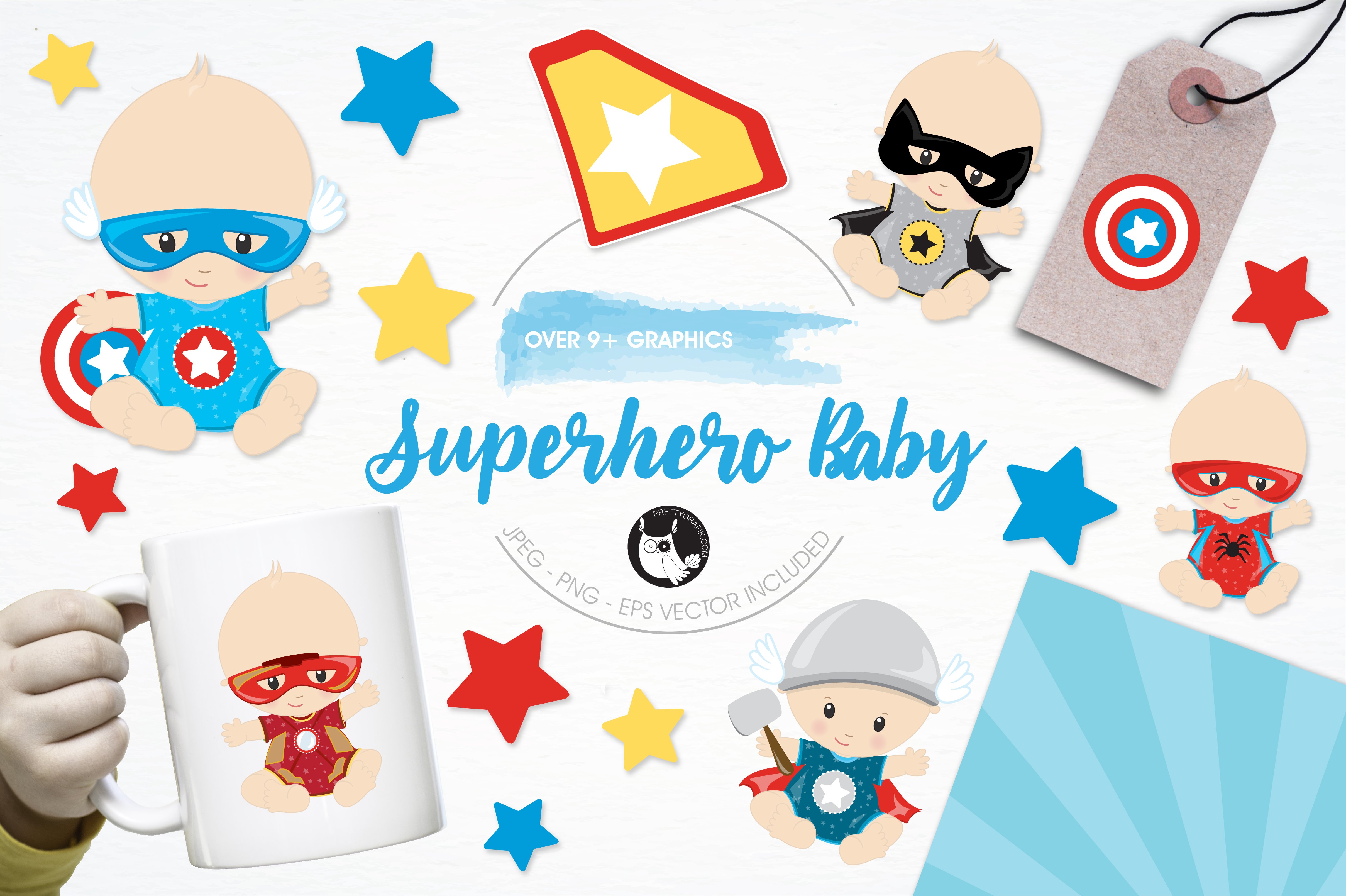 Superhero babies illustration pack - Vector Image