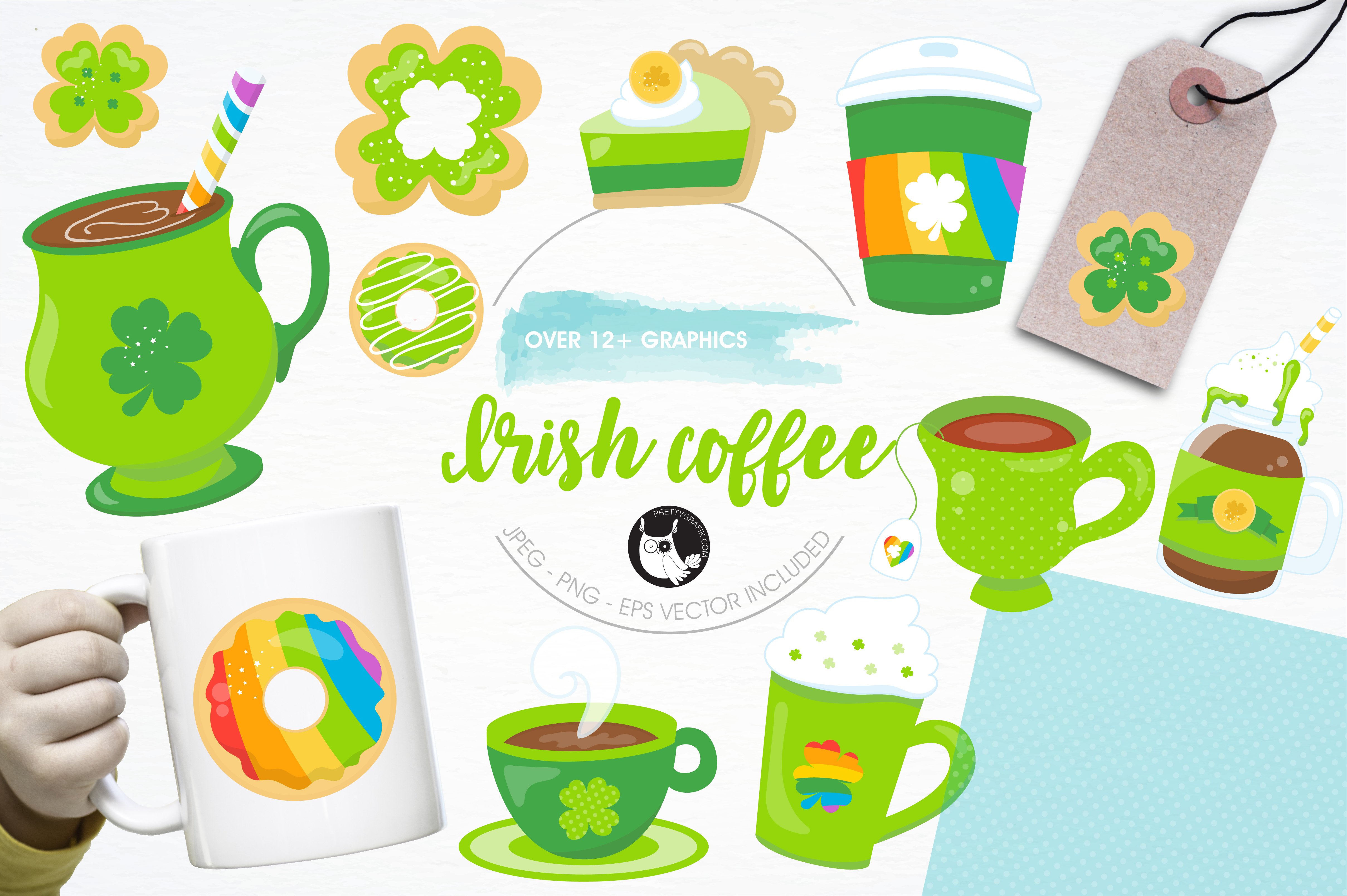 Irish coffee illustration pack - Vector Image