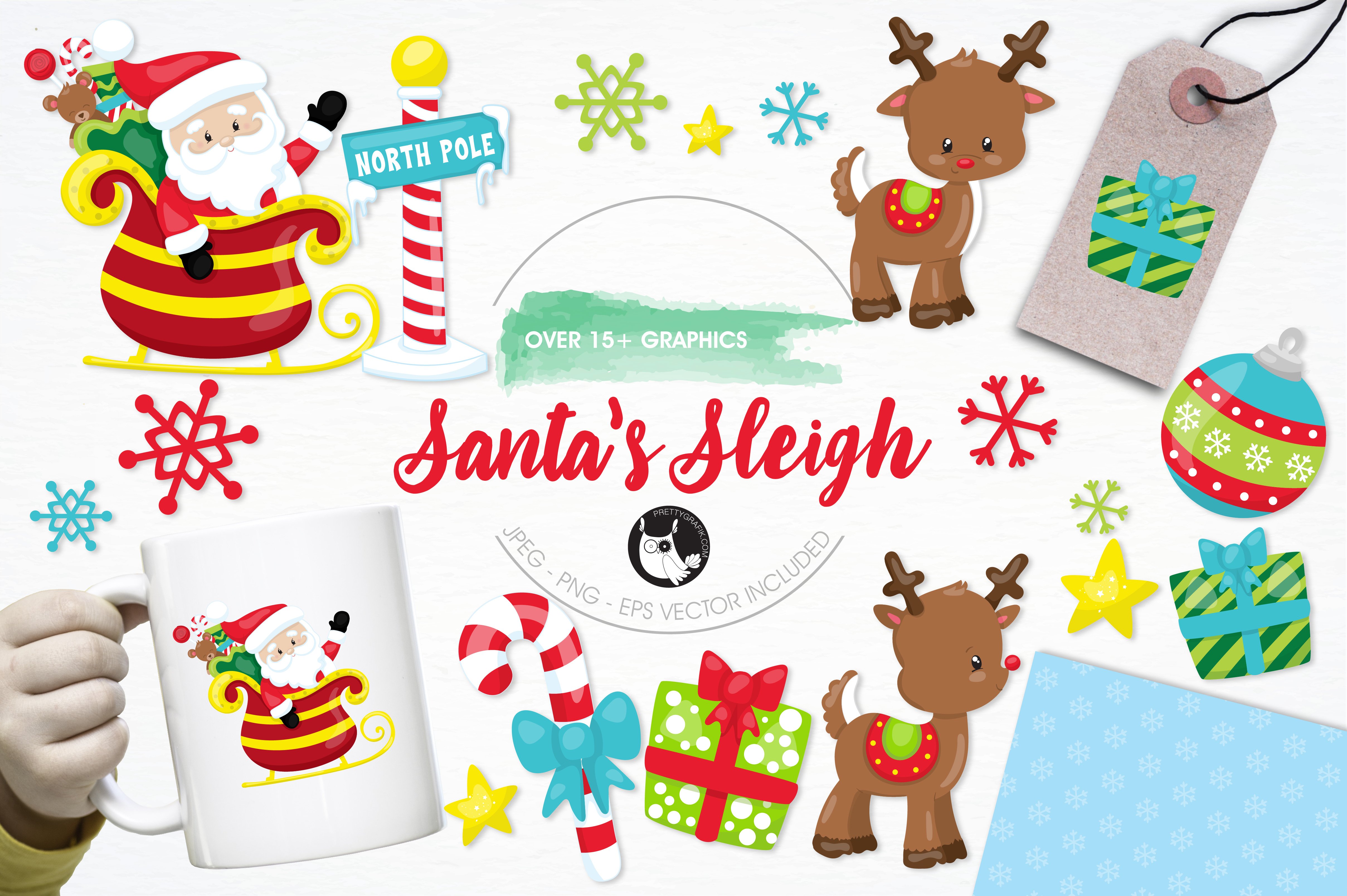 Santa's sleigh illustration pack - Vector Image