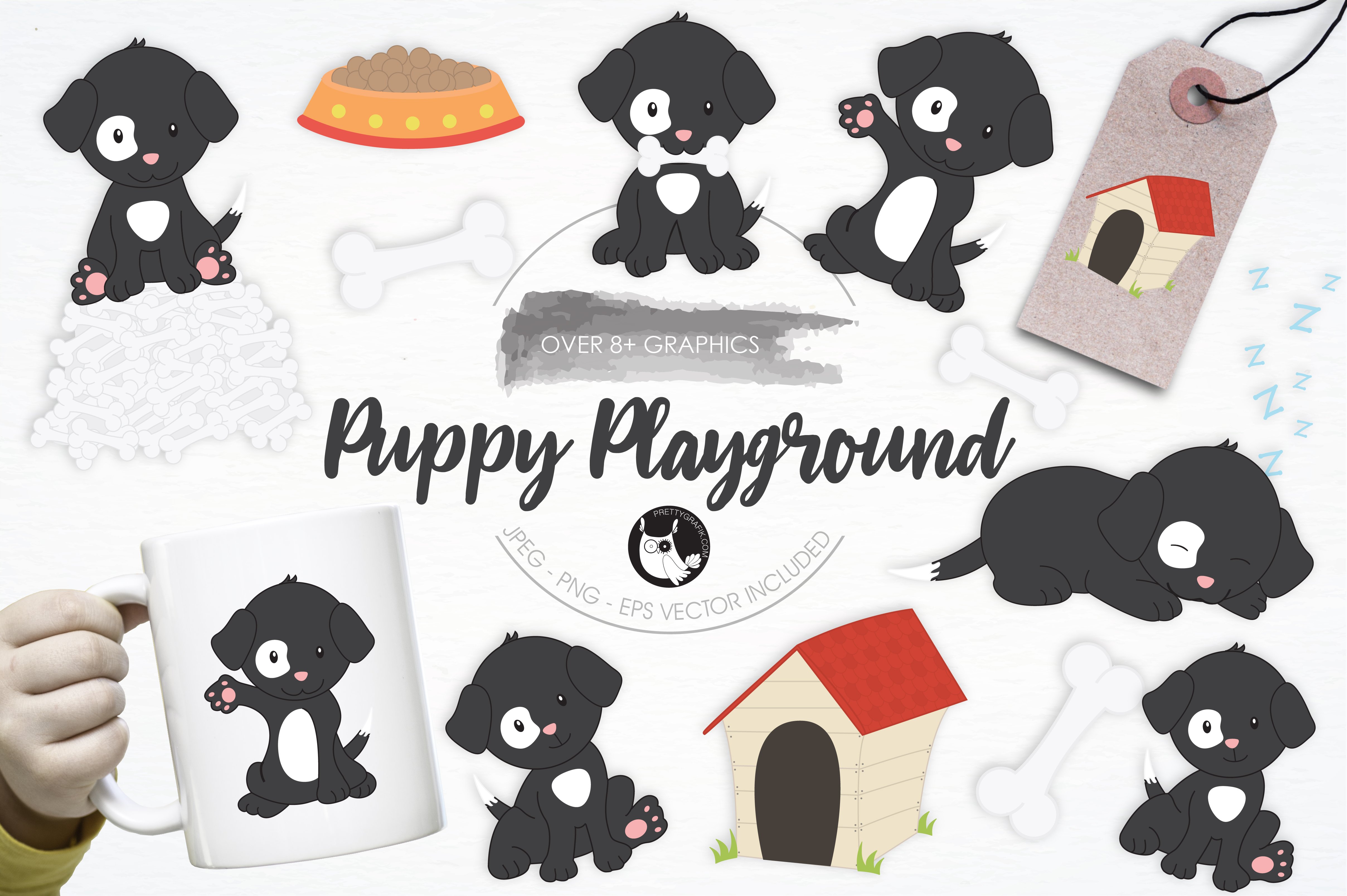 Puppy Playground illustration pack - Vector Image