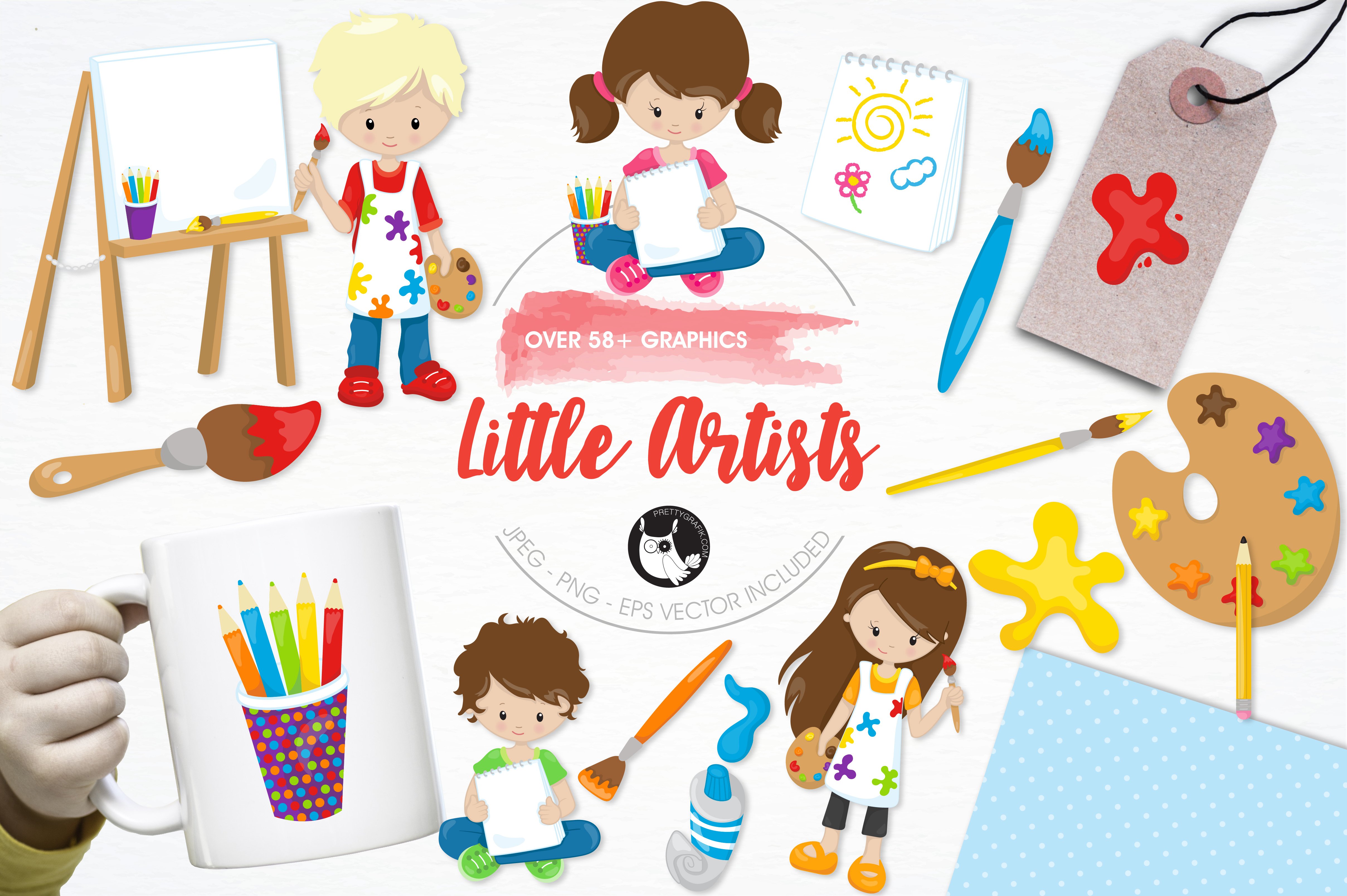 Little artists illustration pack - Vector Image