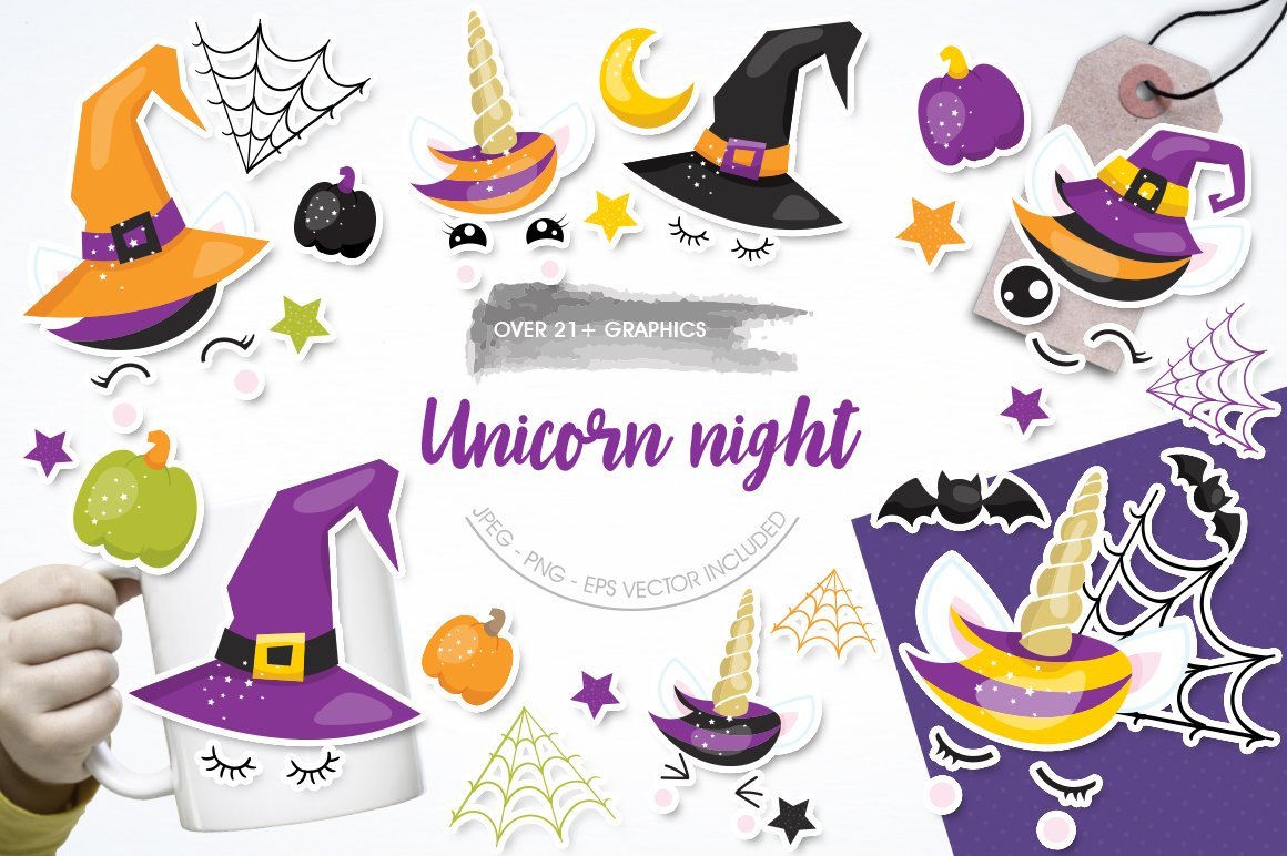 Unicorn Night - Vector Image