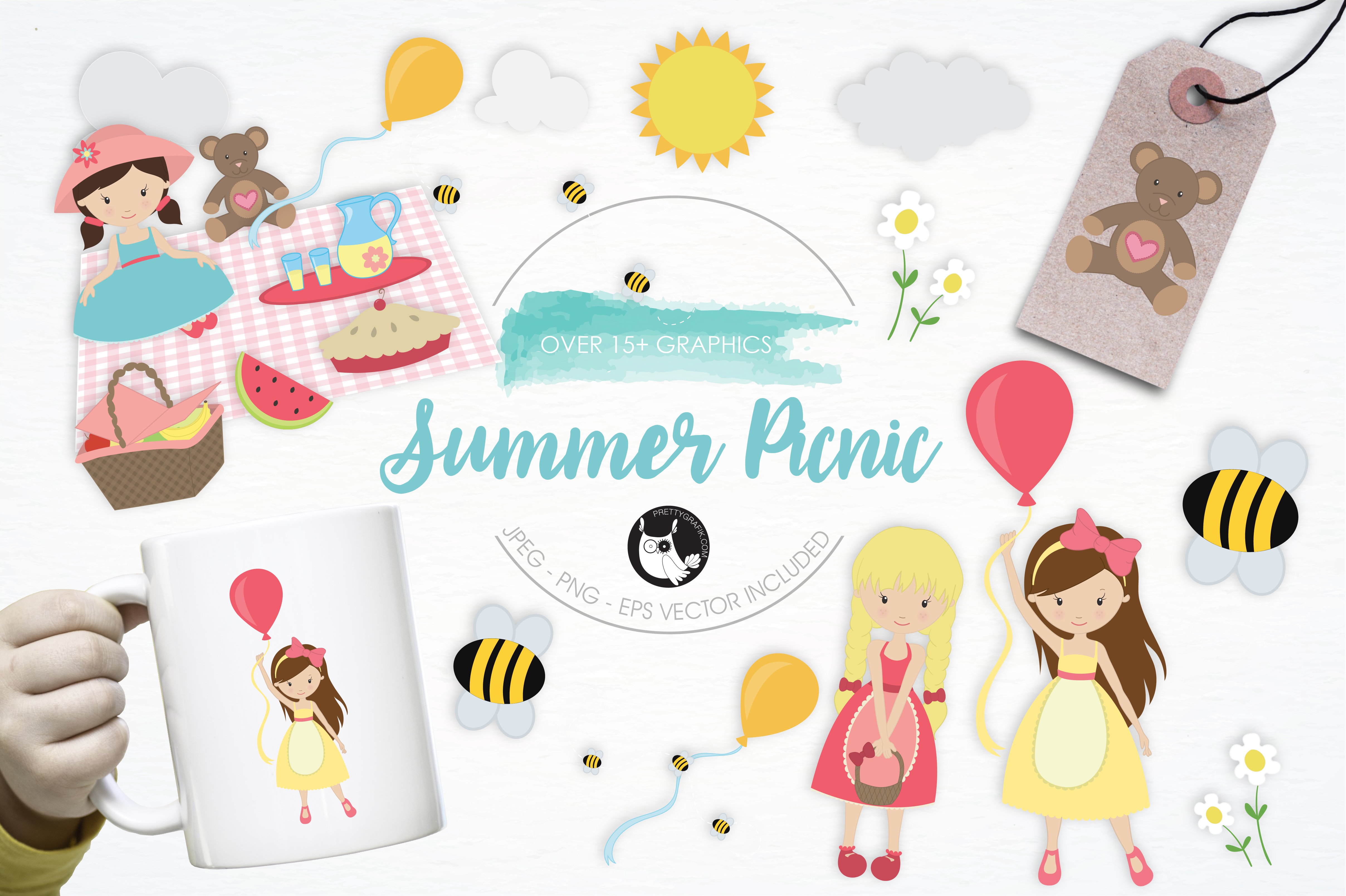 Summer Picnic illustration pack - Vector Image