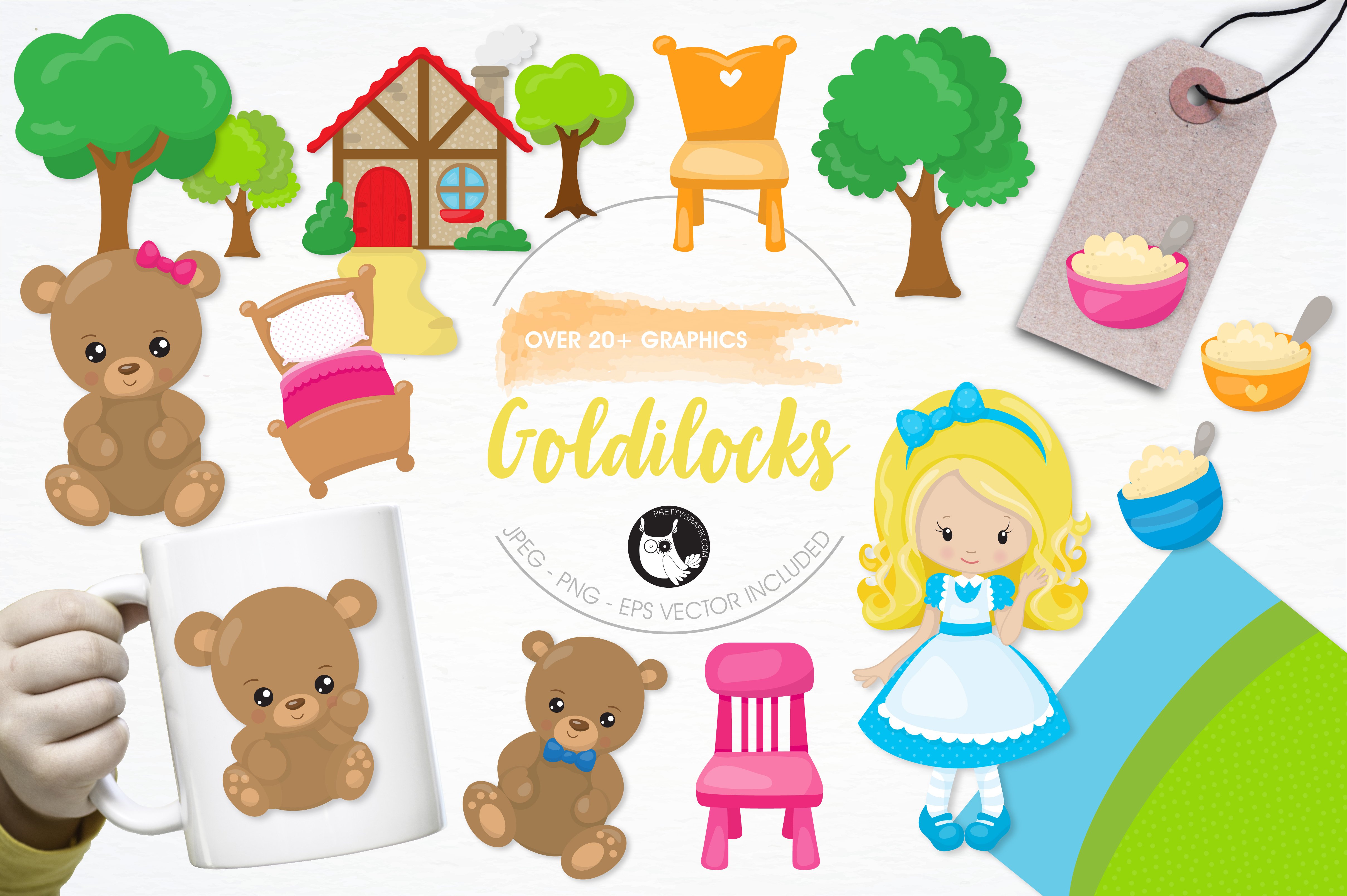 Goldilocks illustration pack - Vector Image