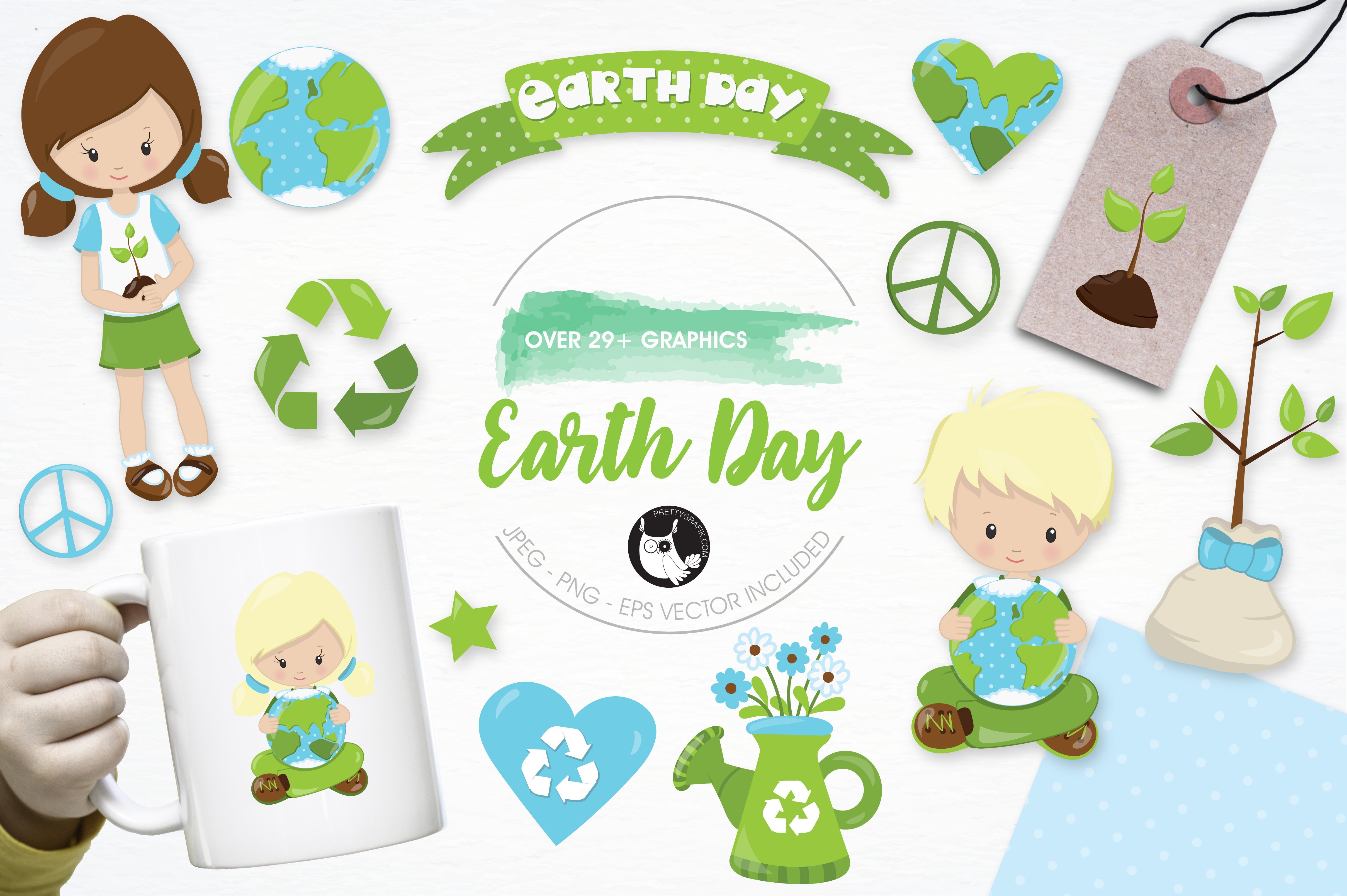 Earth day illustration pack - Vector Image