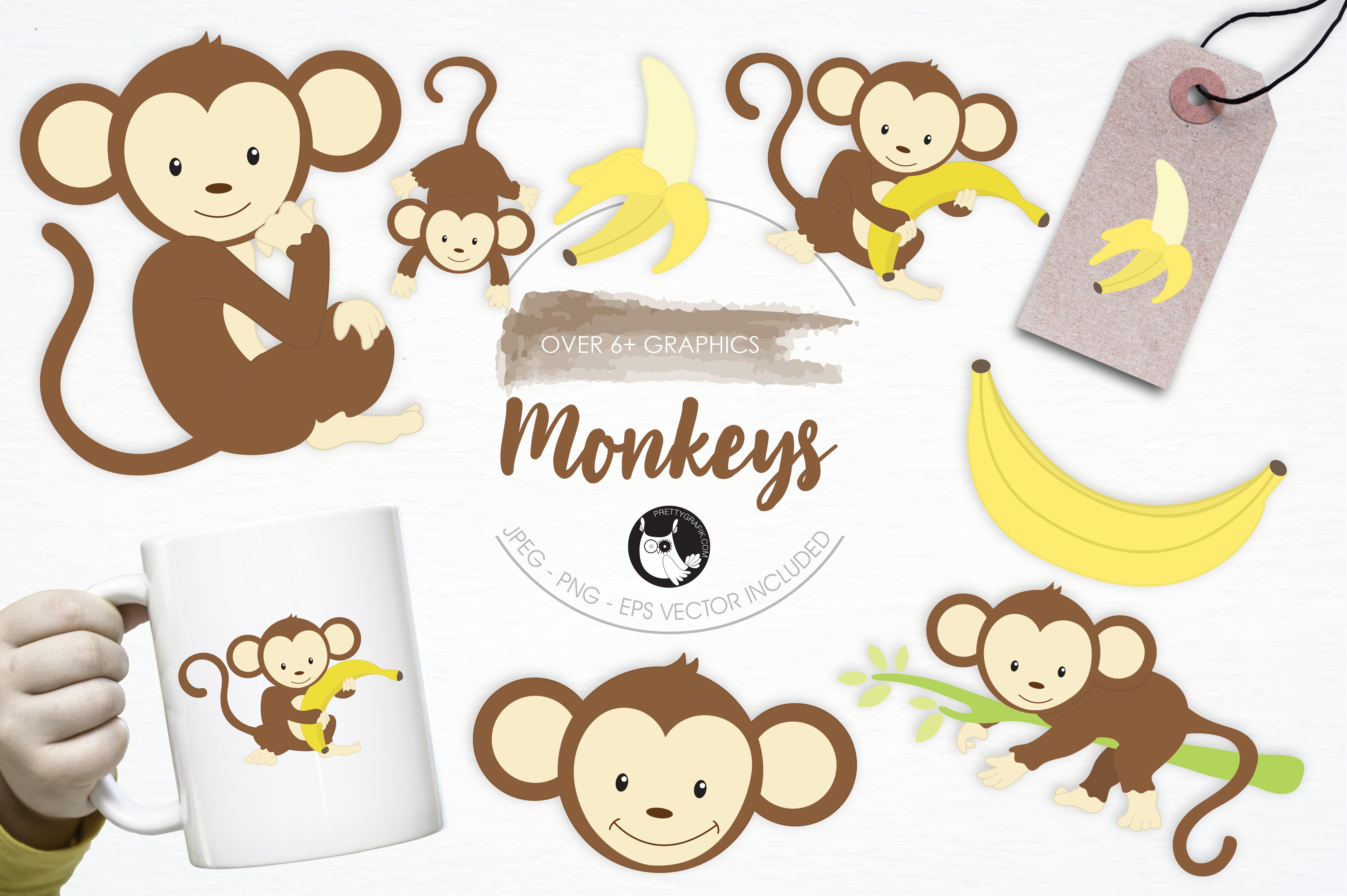 Monkeys illustration pack - Vector Image