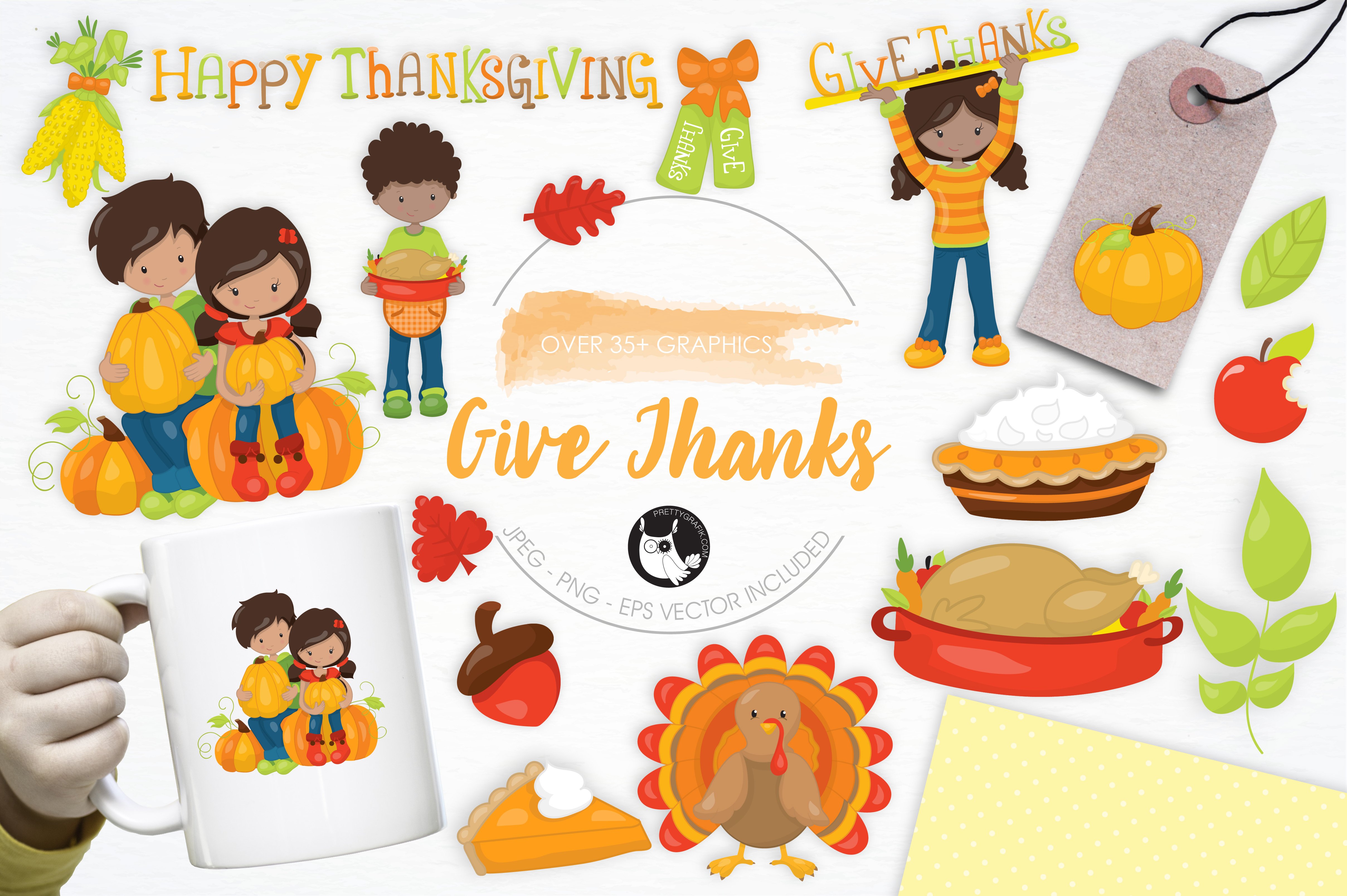 Thanksgiving illustration pack - Vector Image