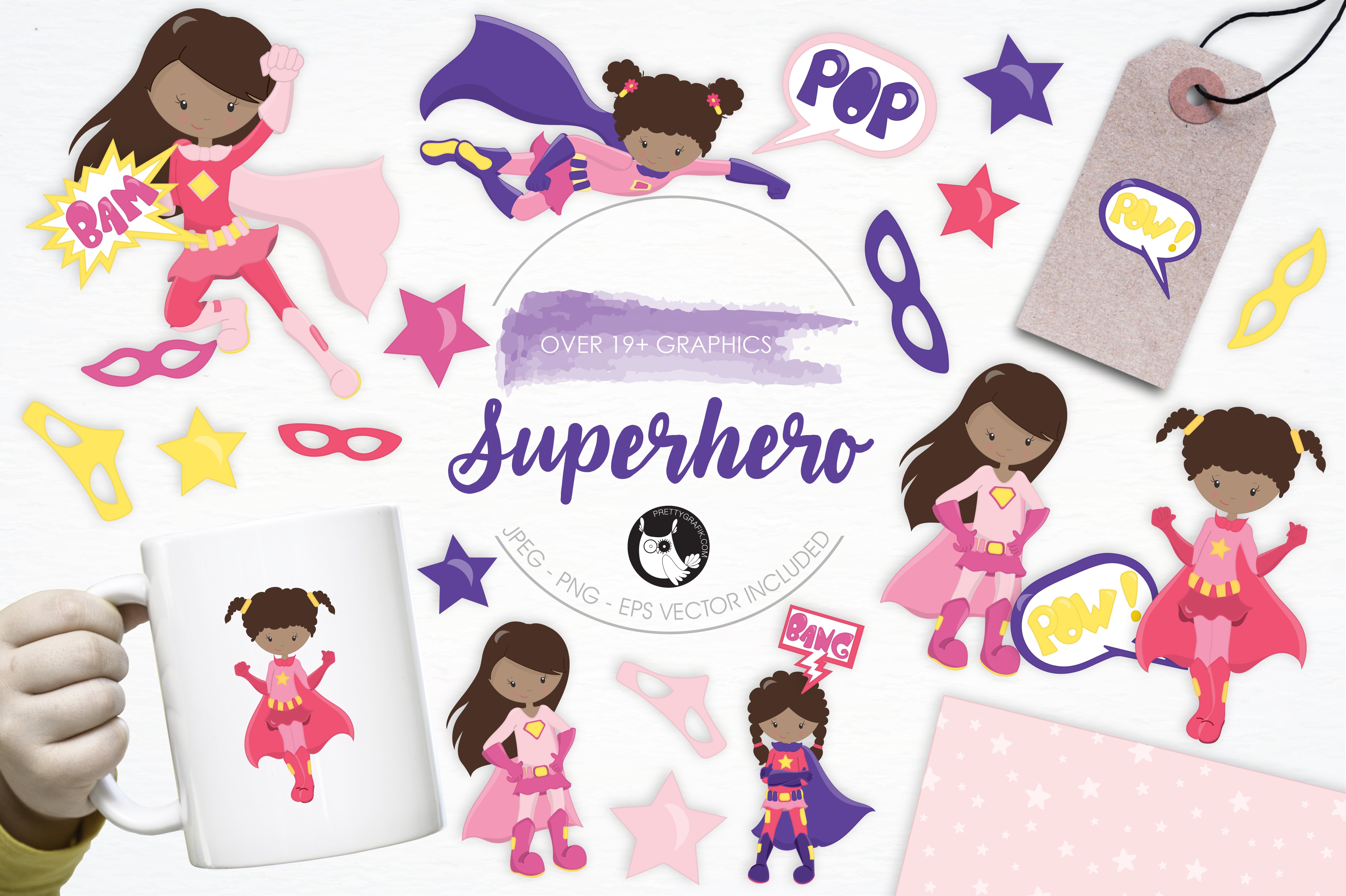 Superhero illustration pack - Vector Image