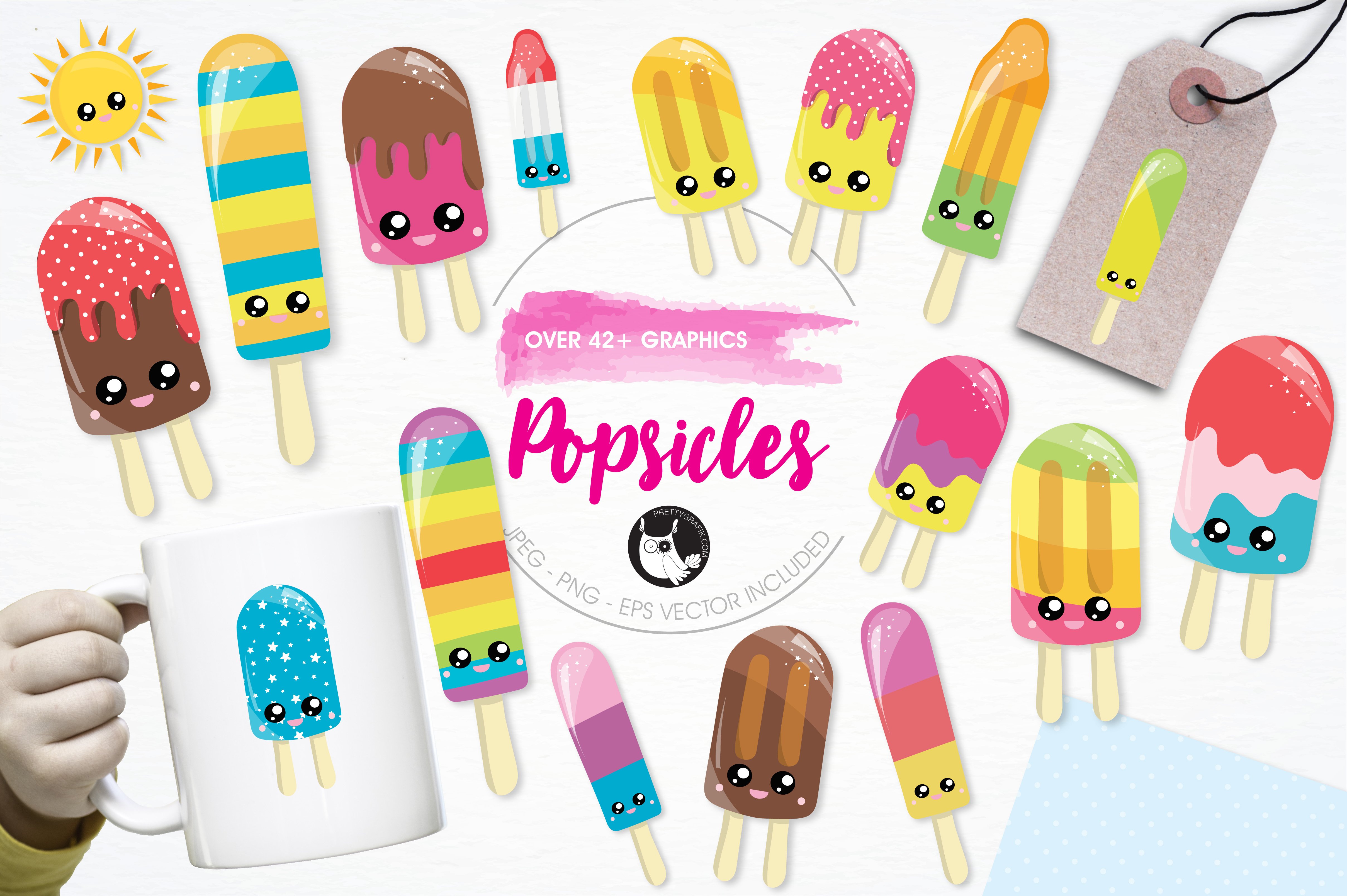 Summer popsicle illustration pack - Vector Image