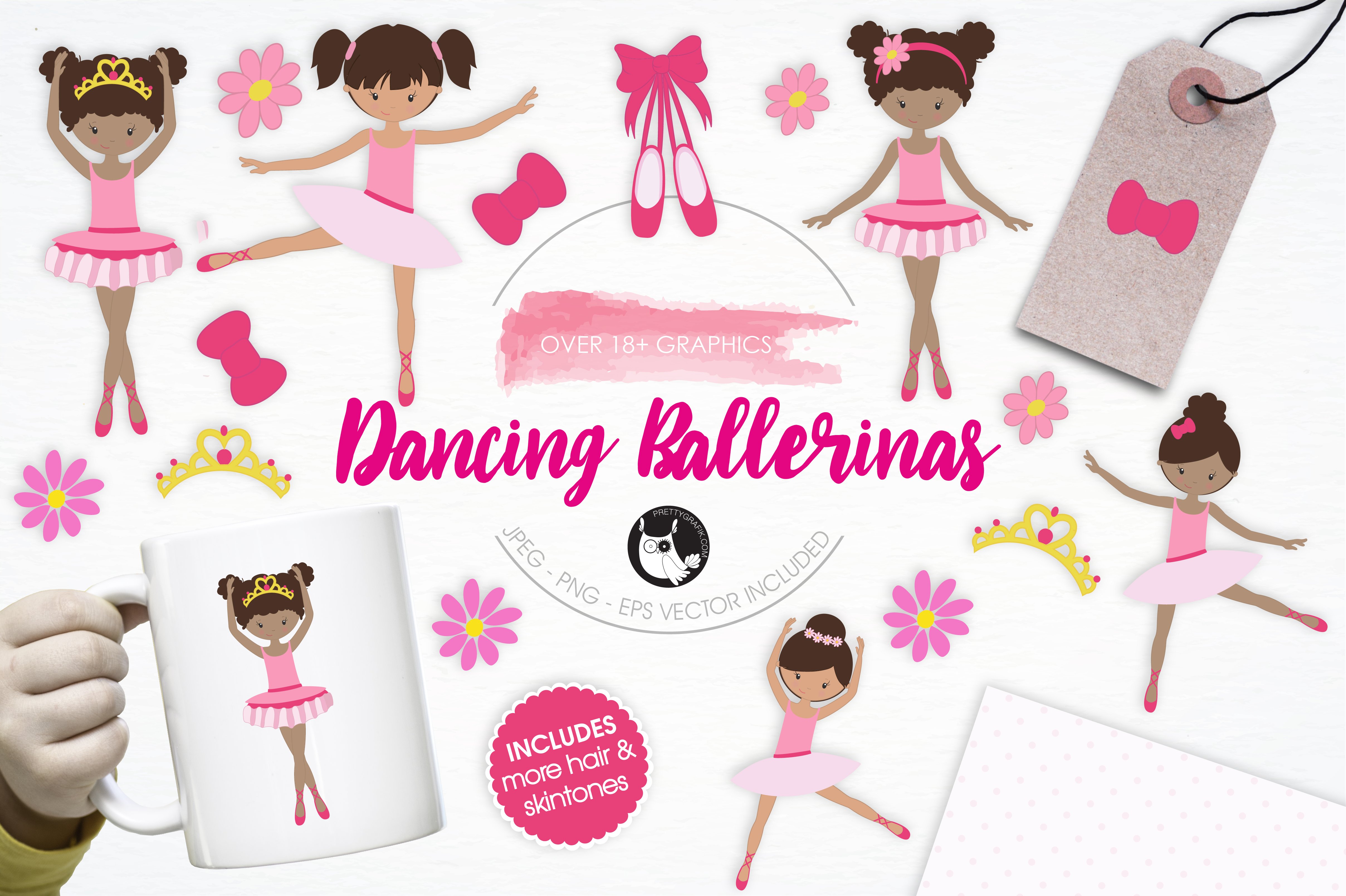 Dancing Ballerinas illustration pack - Vector Image