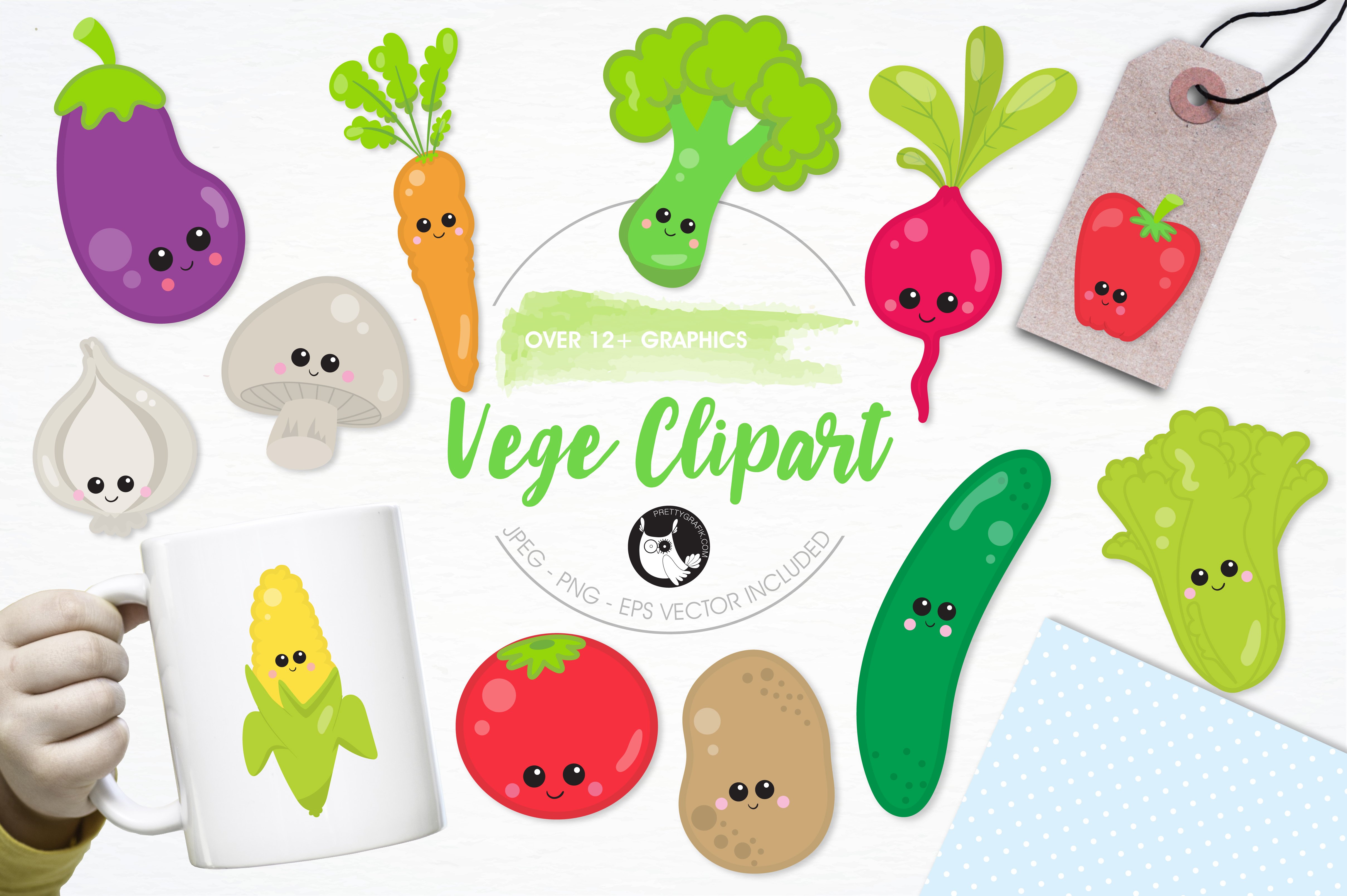 Kawaii vegetable illustration pack - Vector Image