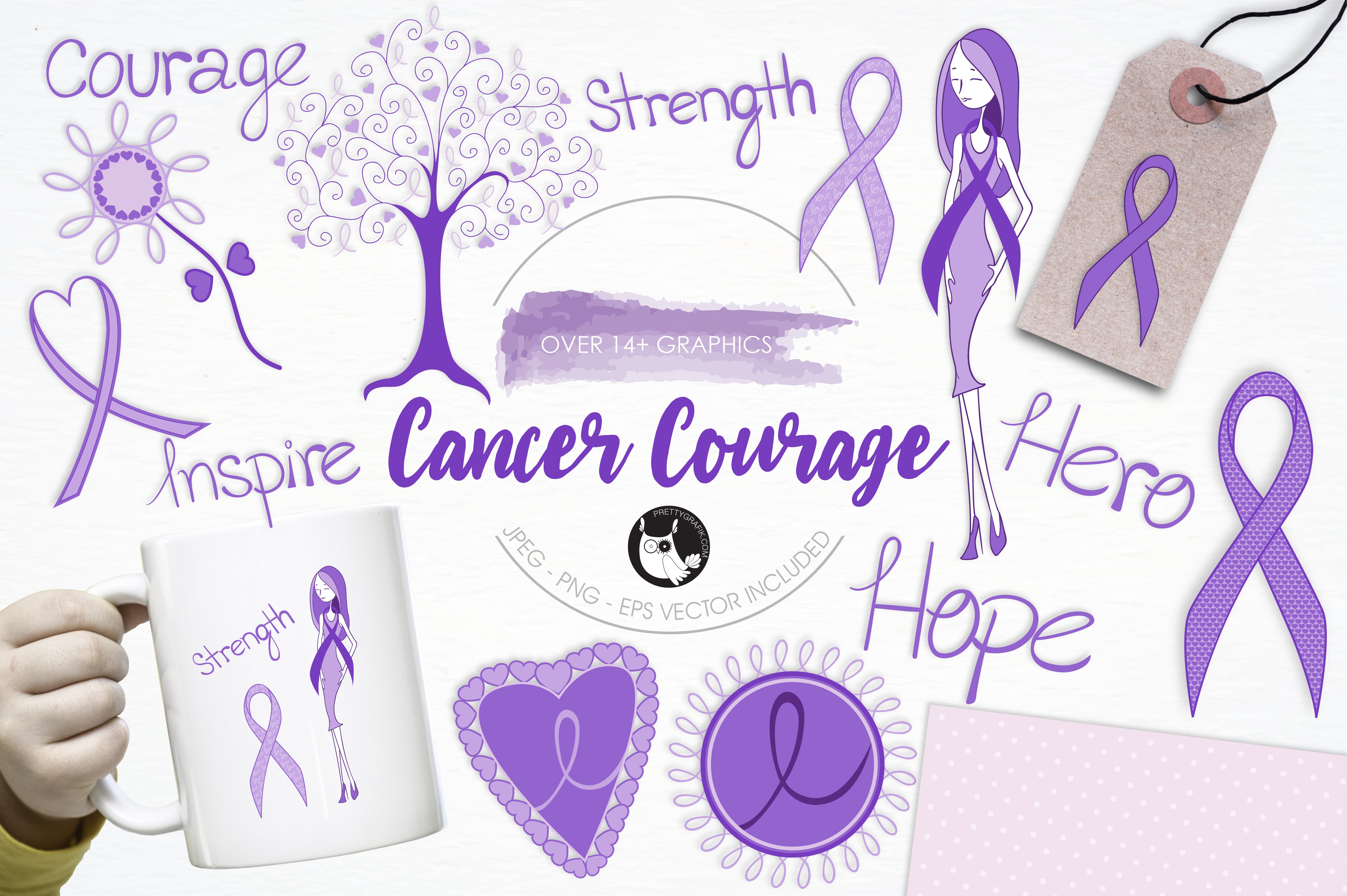 Cancer courage illustration pack - Vector Image