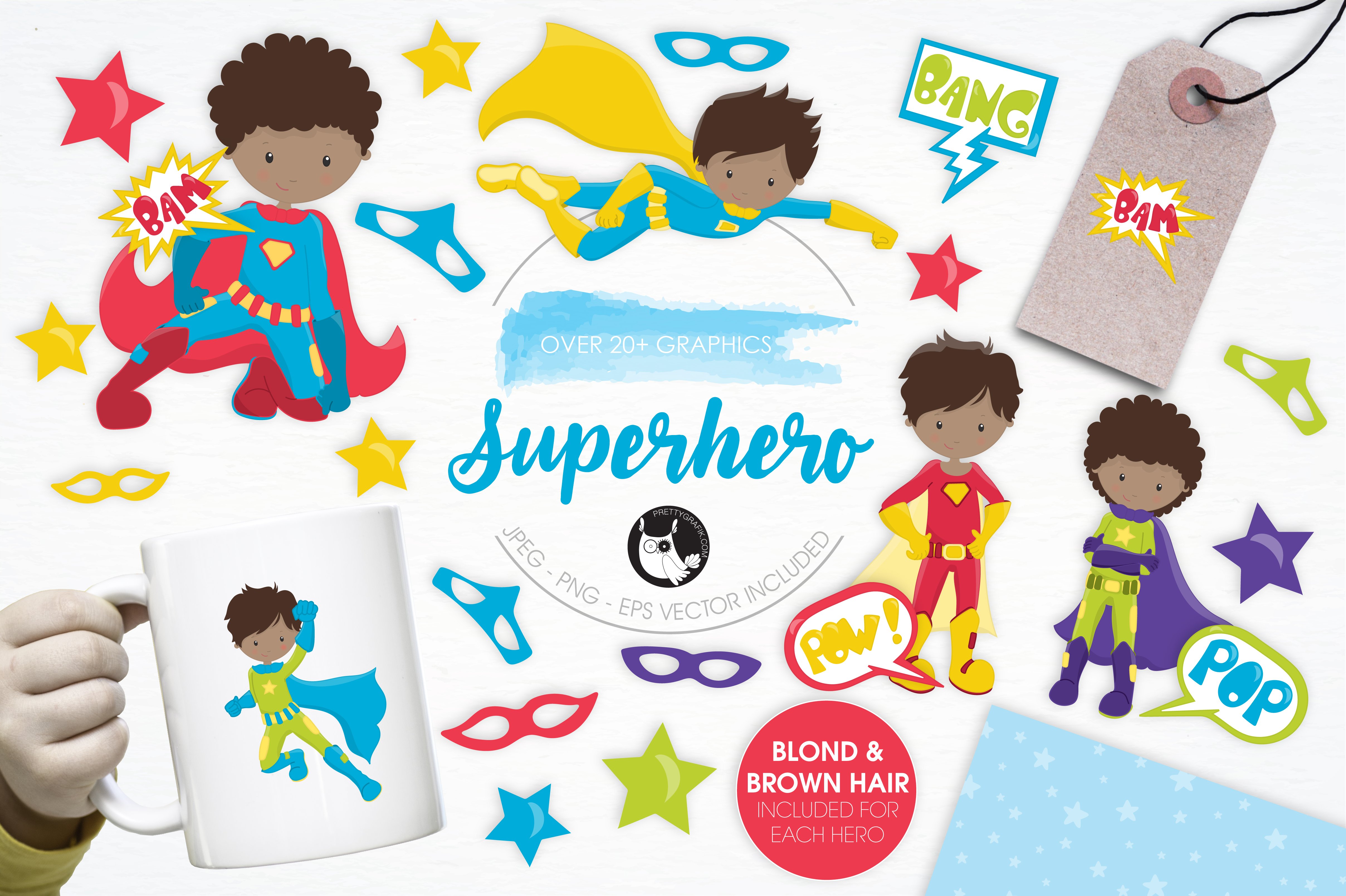 Superhero illustration pack - Vector Image