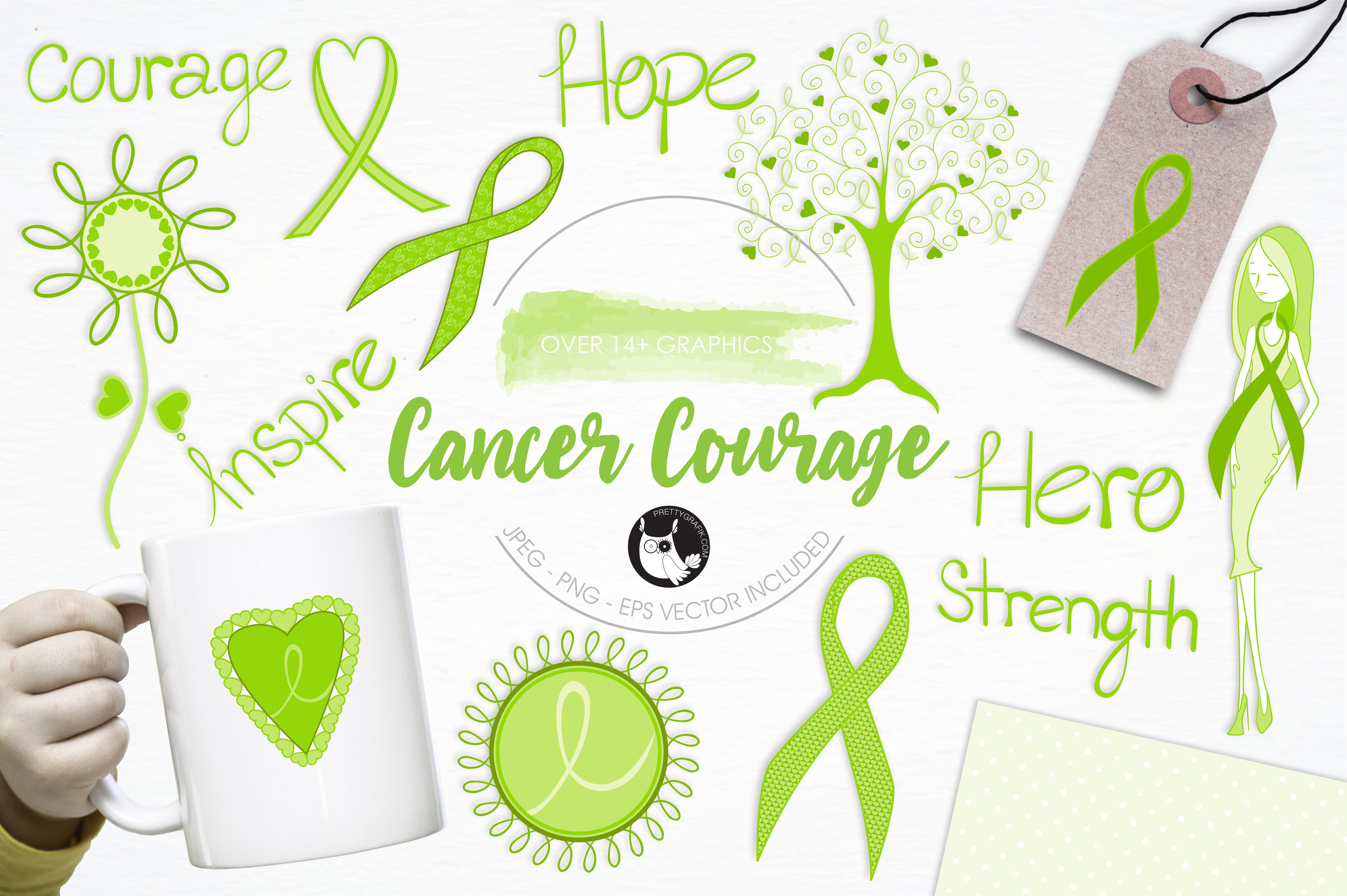 Cancer courage illustration pack - Vector Image