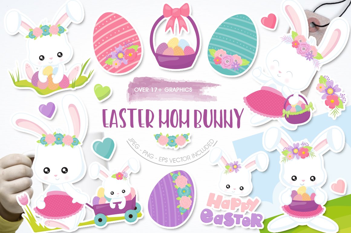 Easter Mom Bunny - Vector Image