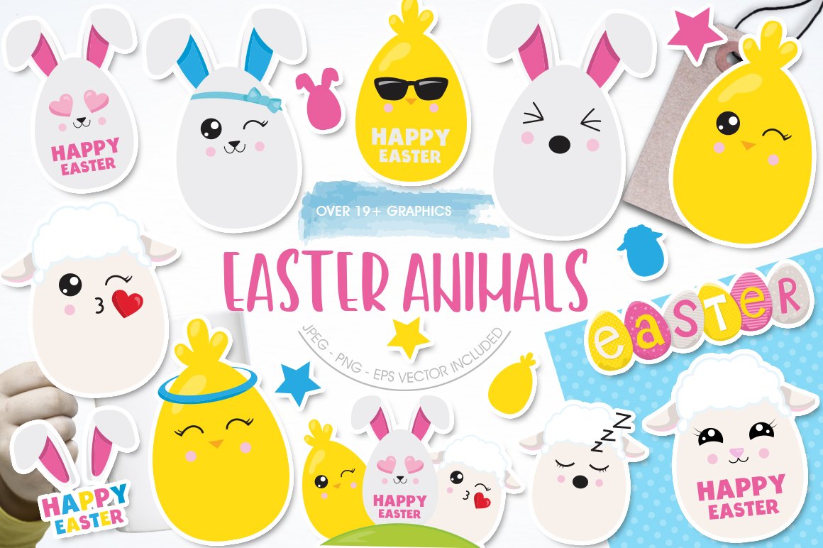 Easter Animals - Vector Image