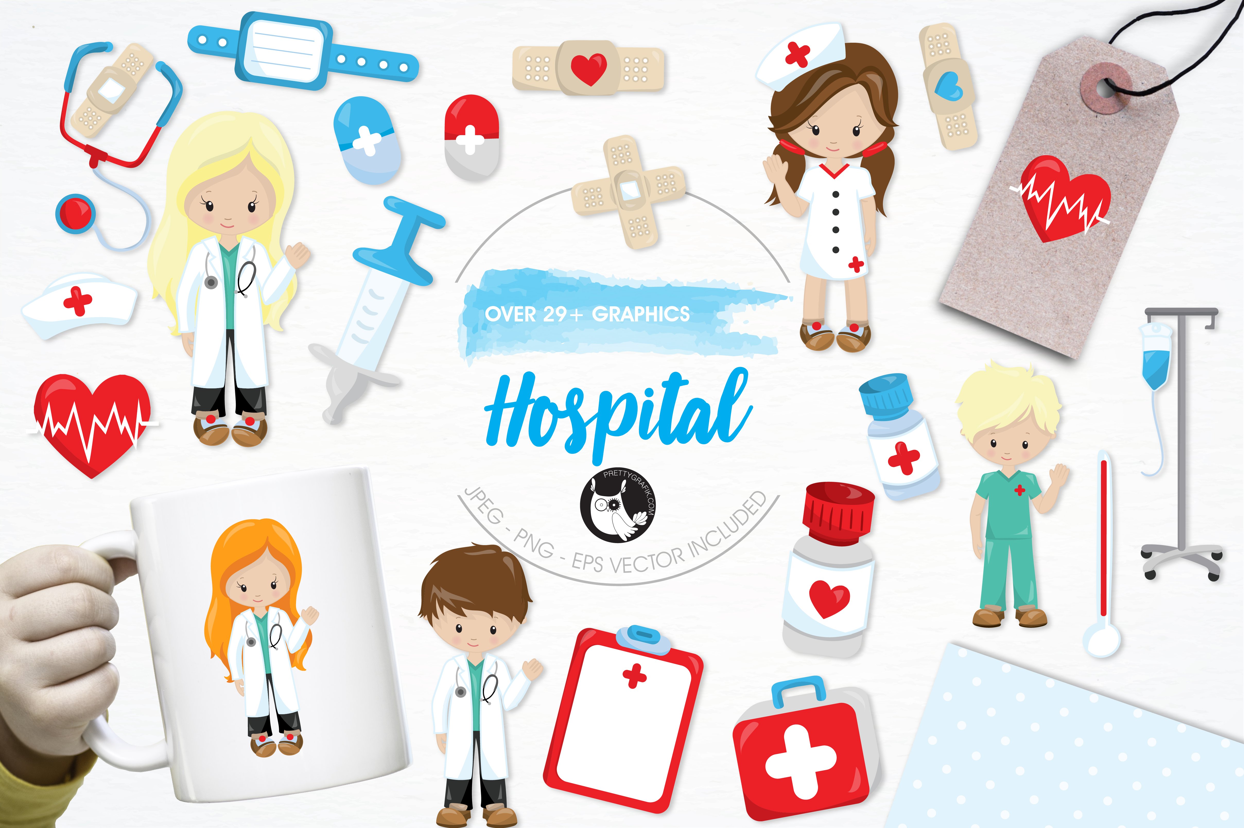 Hospital illustration pack - Vector Image