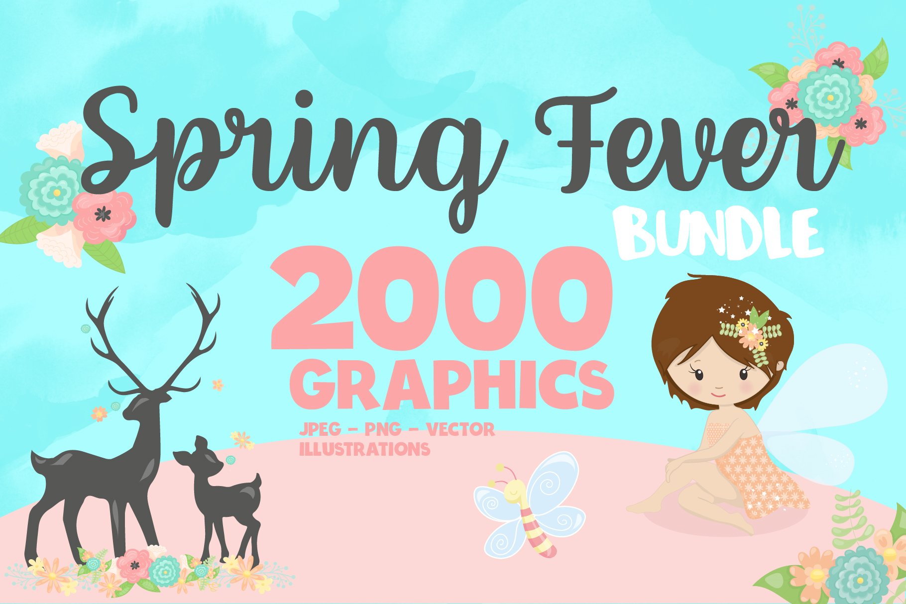 Spring fever bundle 2000 in 1 - Vector Image