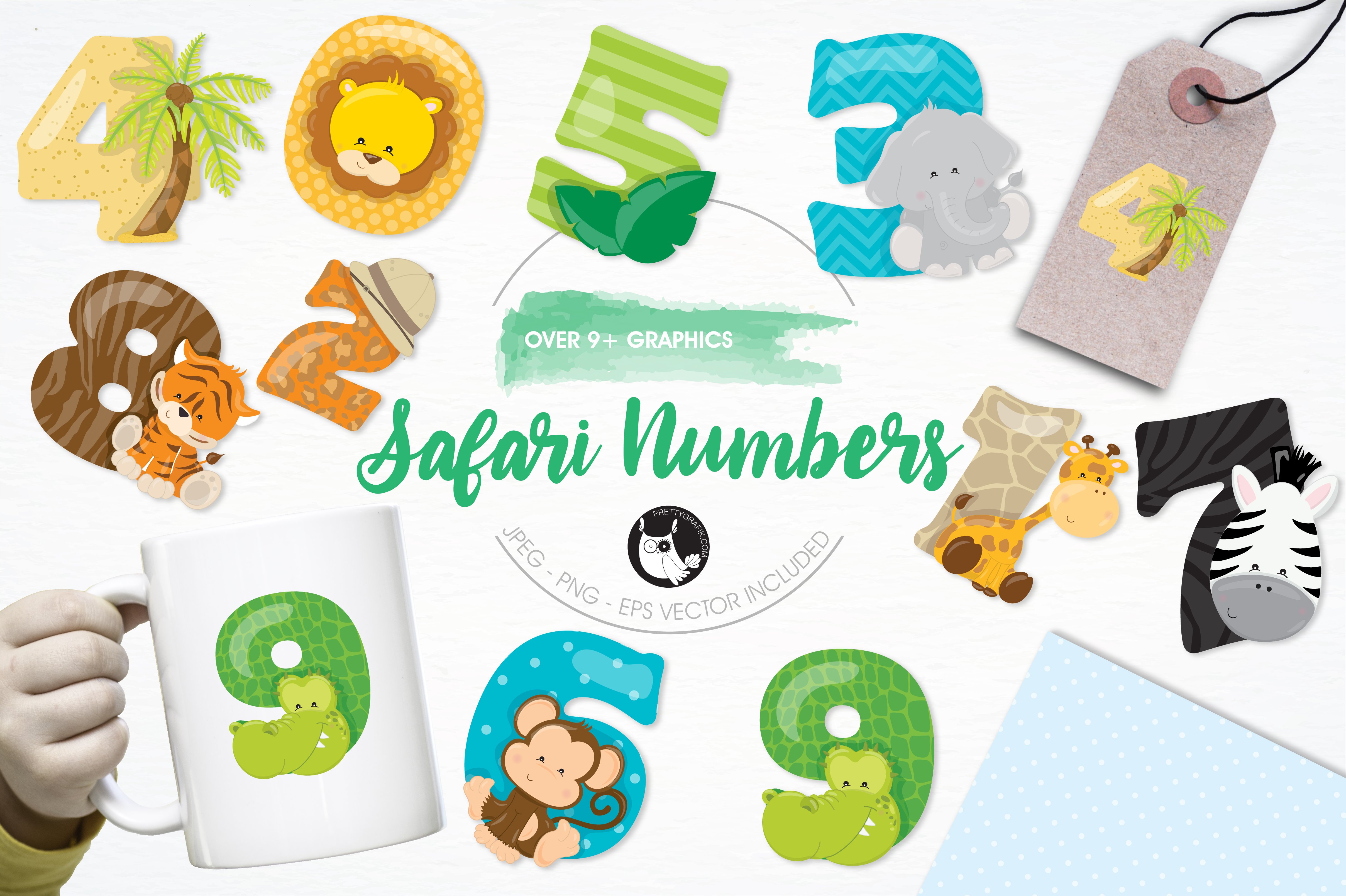 Safari numbers illustration pack - Vector Image