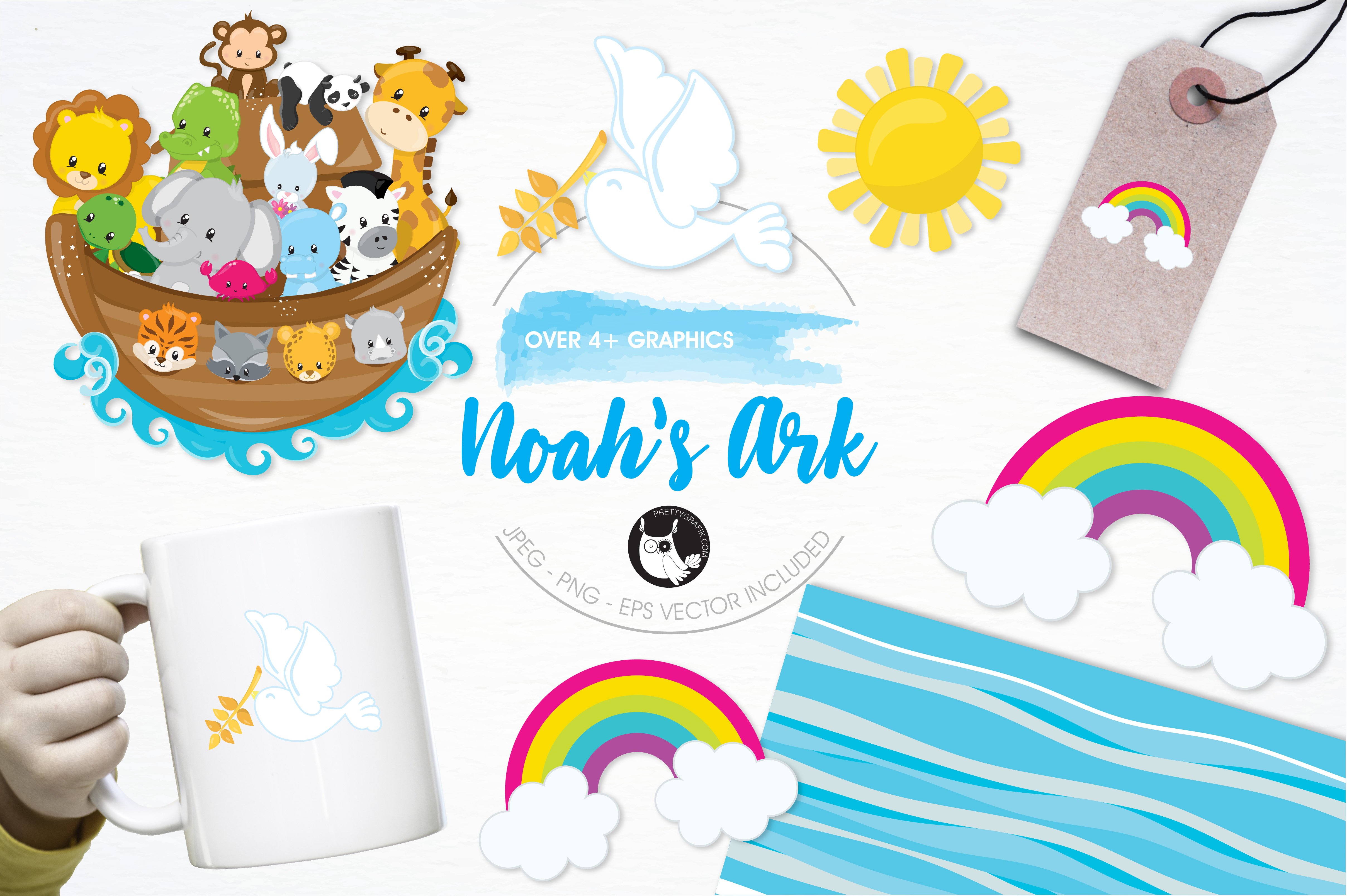 Noah's ark illustration pack - Vector Image