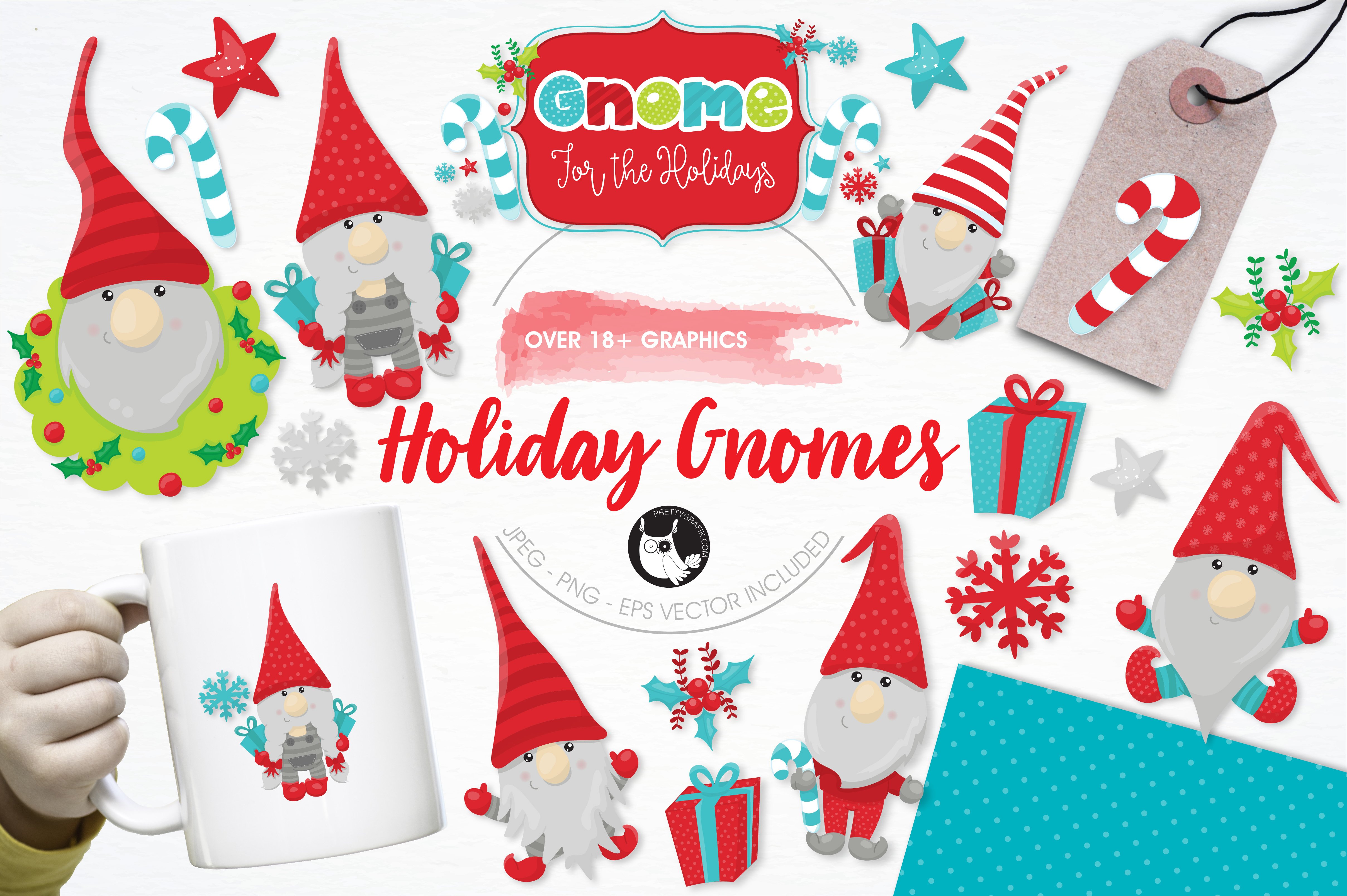 Holiday gnomes illustration pack - Vector Image